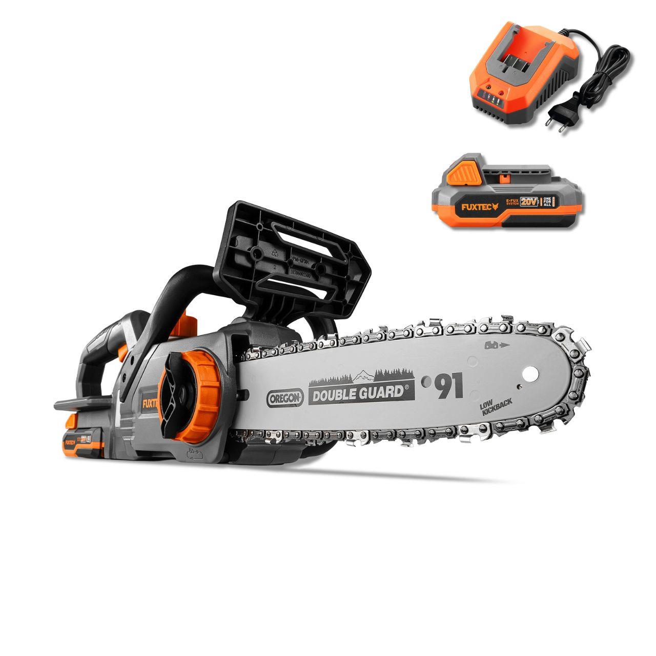 Tronçonneuse Batterie - Fuxtec Fx-e1ks20 - 20v Guide 10 Pouces - Set Batterie 2ah Et Chargeur 2,4a