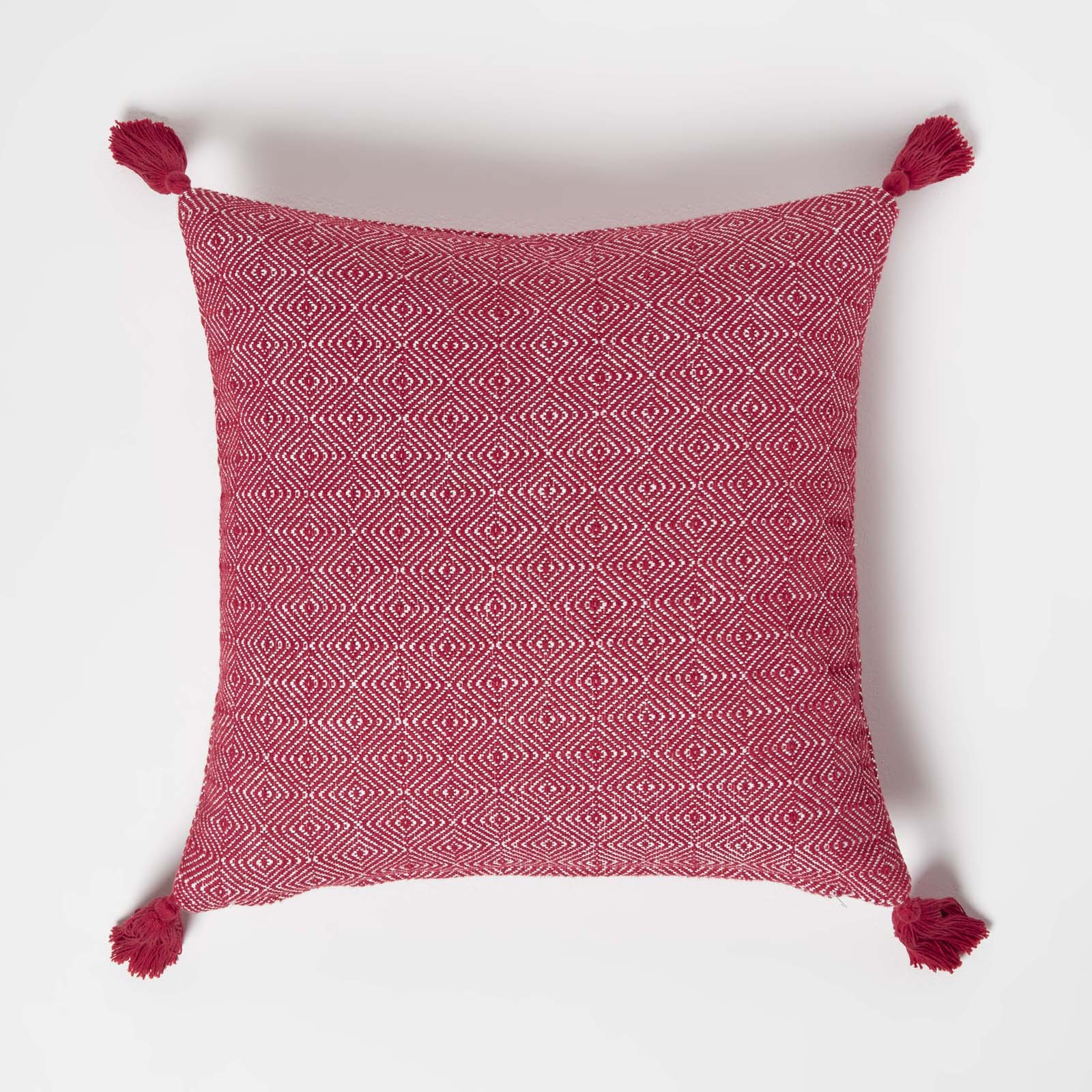 Coussin Rouge Malda À Pompons, 45x45cm - Homescapes