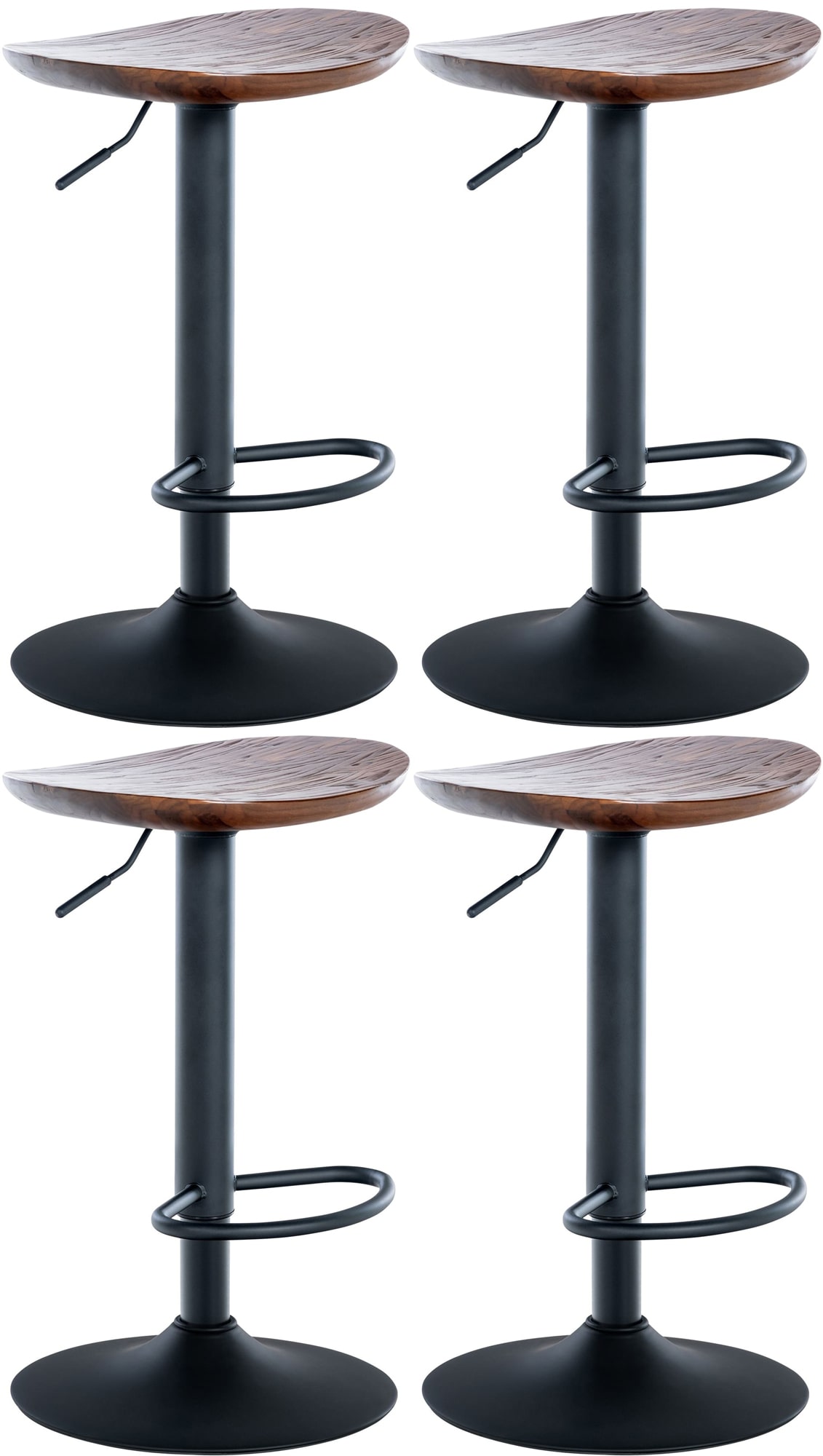 Lot De 4 Tabourets De Bar Skelde Noyer