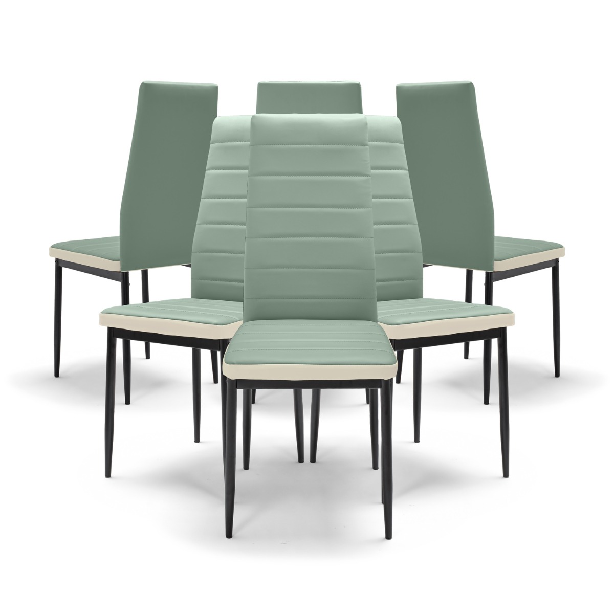 Athens - Lot De 6 Chaises En Léther Vert