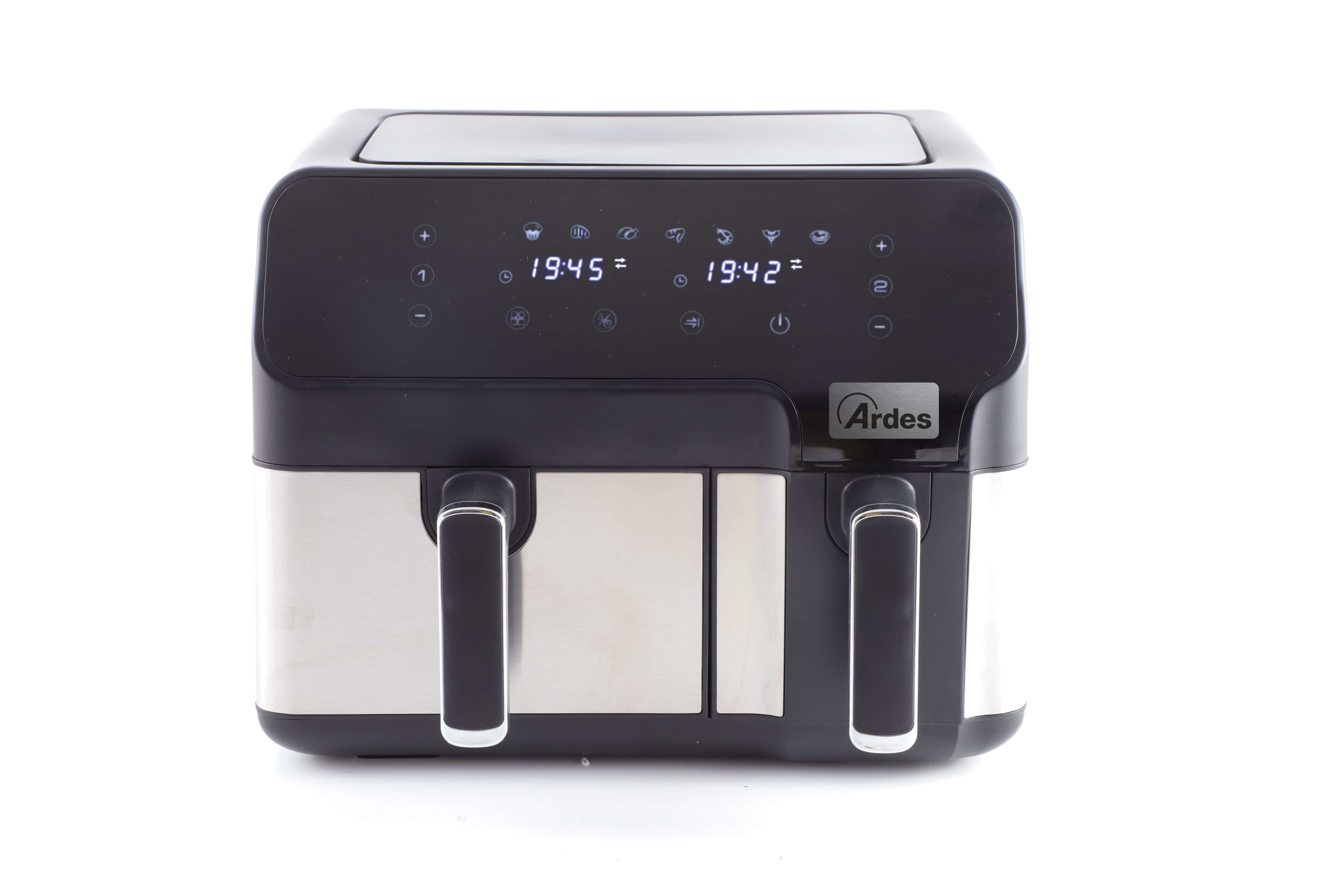 Ardes Arfrya03d Friteuse Double 9 L Autonome Friteuse D'air Chaud Noir, Acier Inoxydable