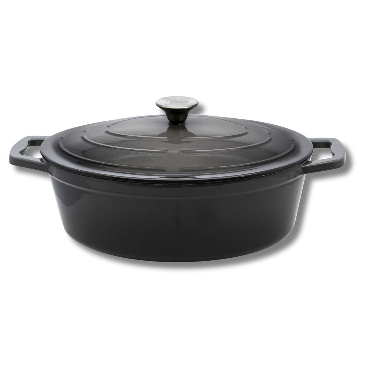 Cocotte Ovale En Fonte Émaillée 33 Cm Gris Classique 5 L