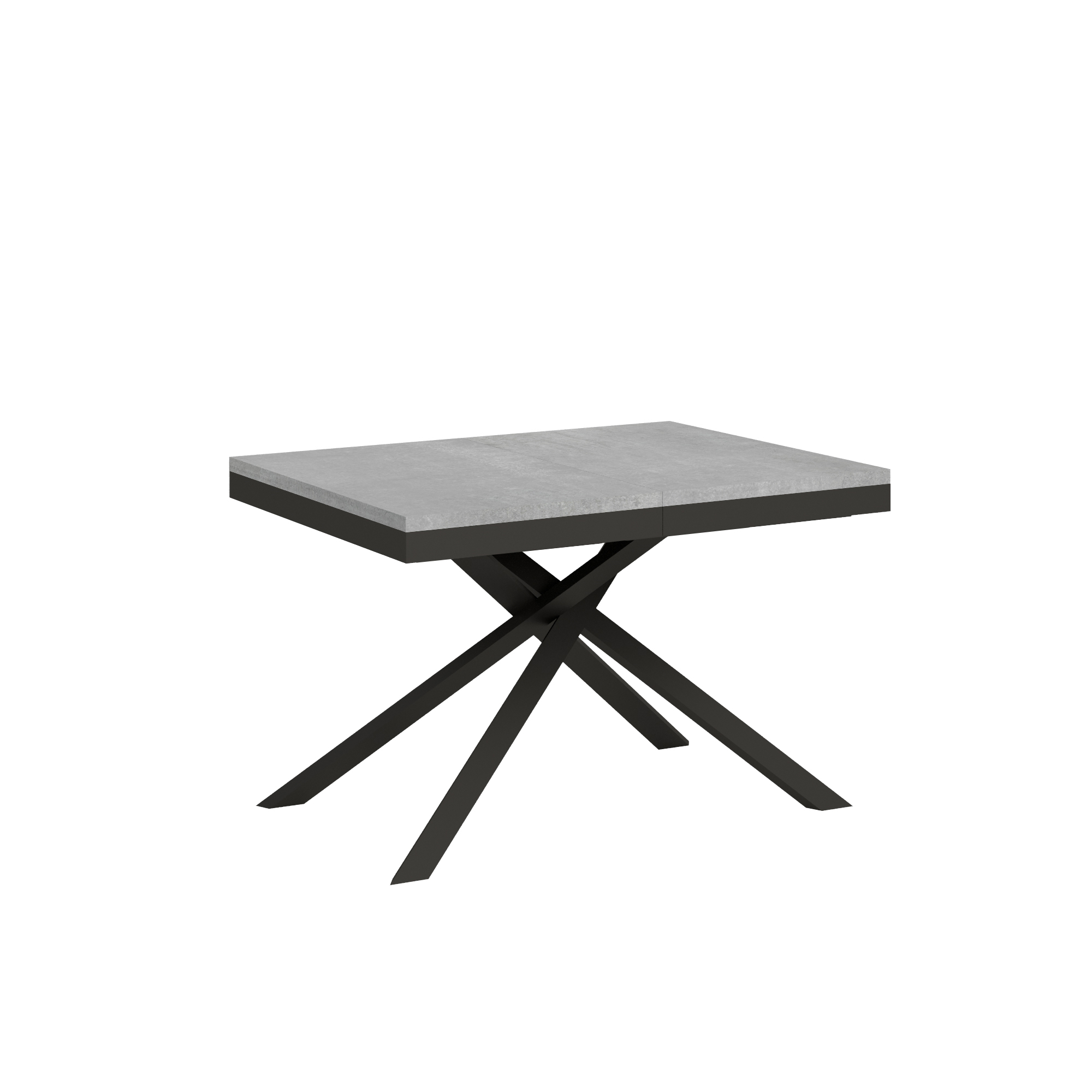 Table Extensible 120/224x90 Cm Karida Evolution Gris Béton Cadre Et Pieds Anthracite