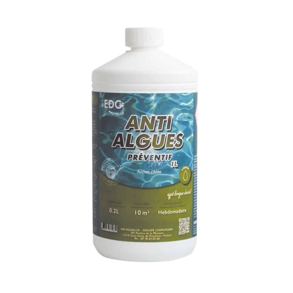 Anti Algues Piscine Edg By Aqualux 105727 Préventif Liquide 1 L Blanc Plastique