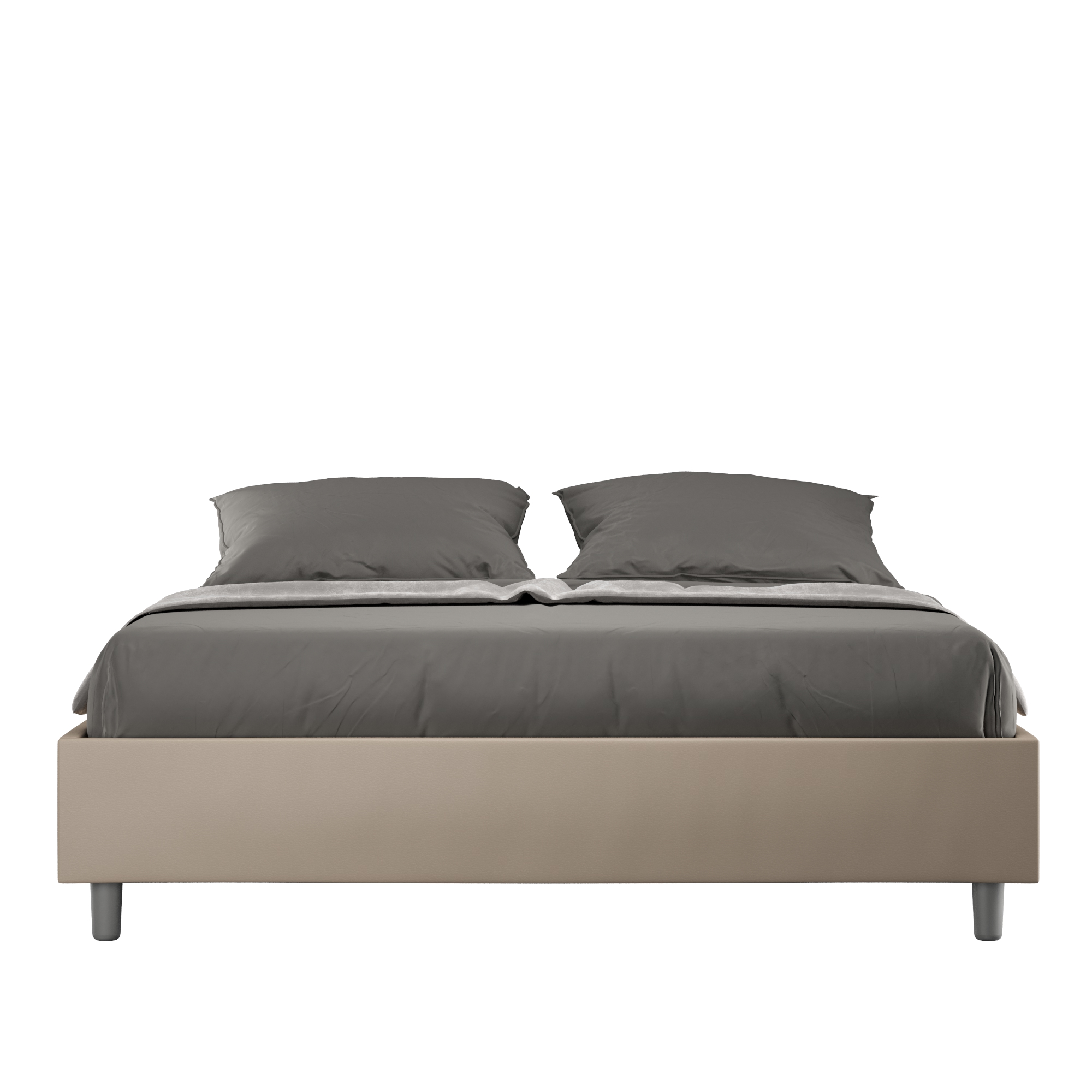 Cadre De Lit Double Sans Sommier Rembourré 140x210 Similicuir Taupe Azelia