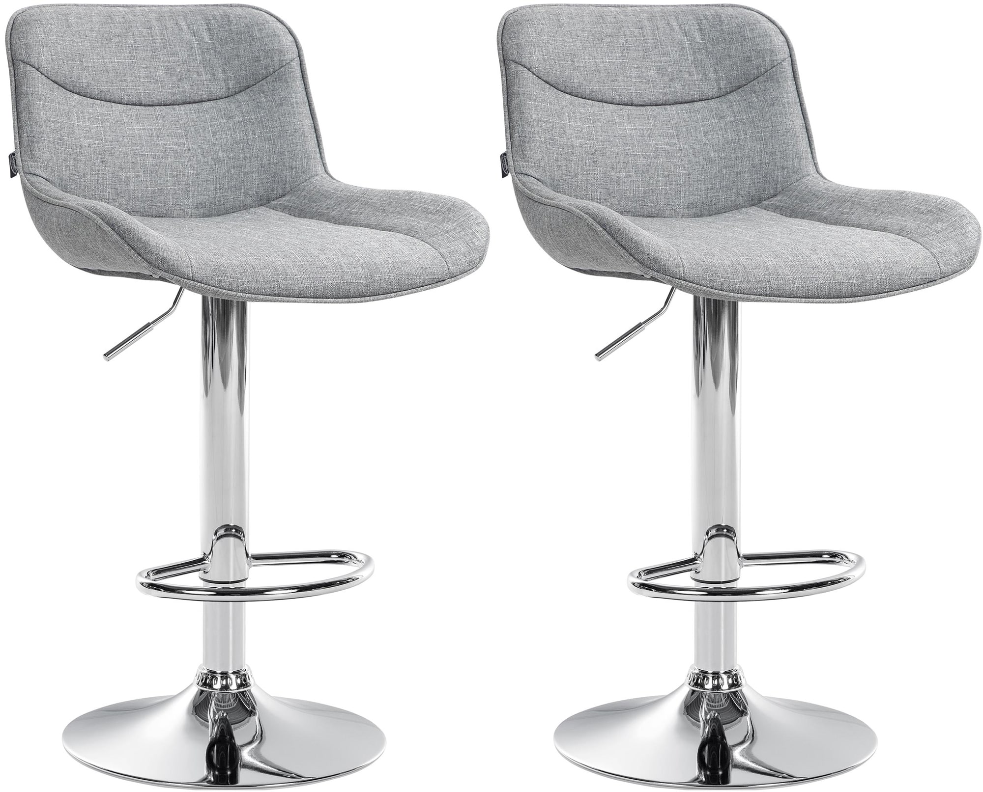 Lot De 2 Tabourets De Bar Vonore Tissu Chrome Gris