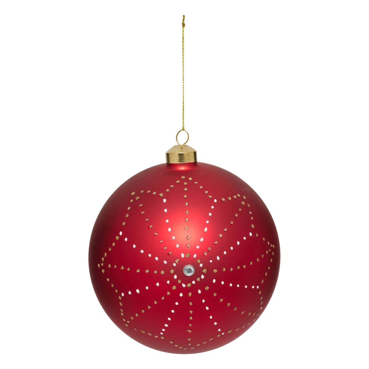 Boule Verre Flocon D.14cm Rouge - Feeric Lights & Christmas