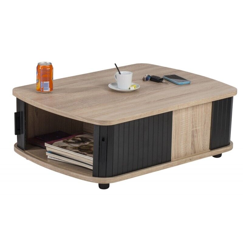 Table Basse Beaux Meubles Pas Chers 80 Cm Chêne Noir Bois