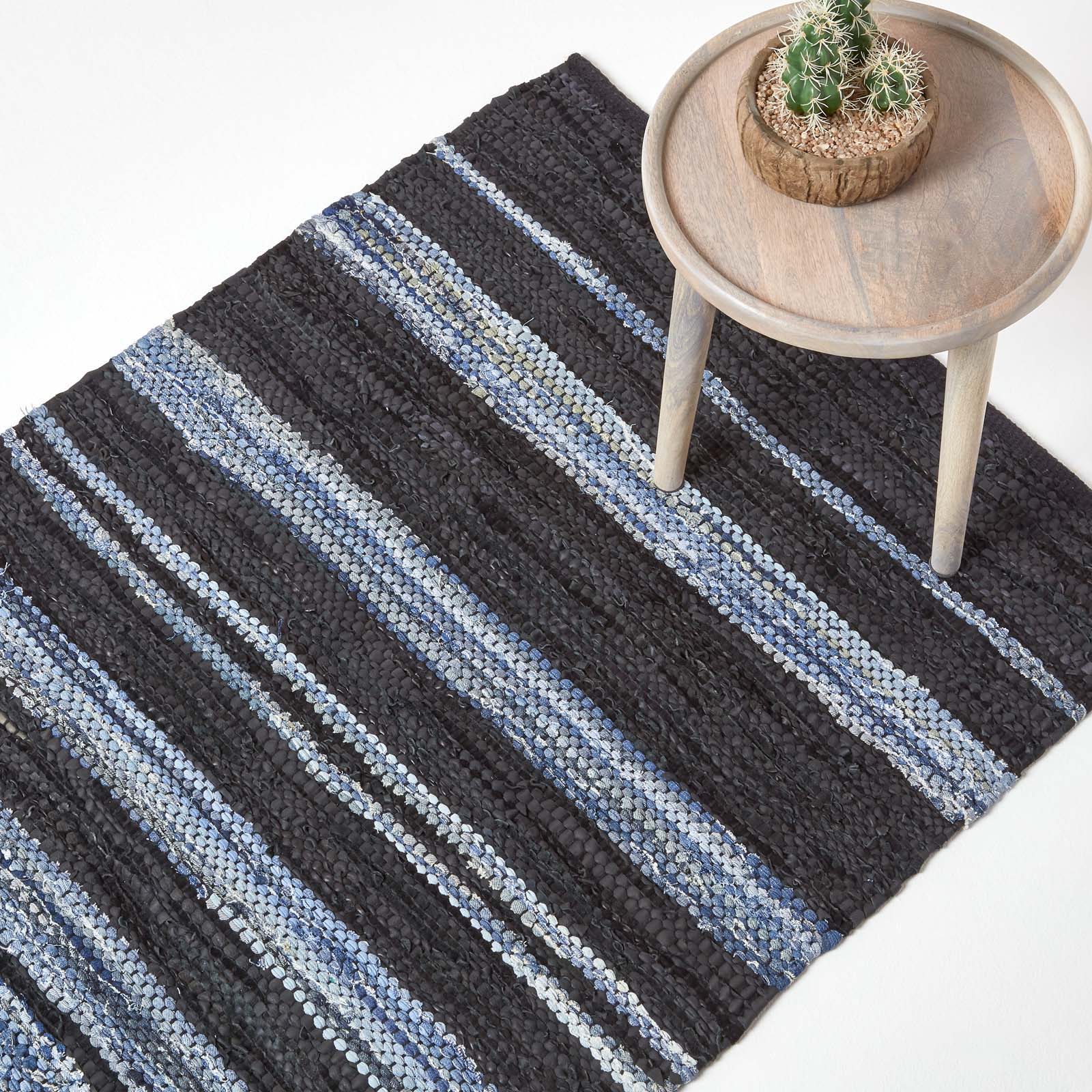 Tapis En Cuir Denim Bleu Texas 120x170cm - Homescapes