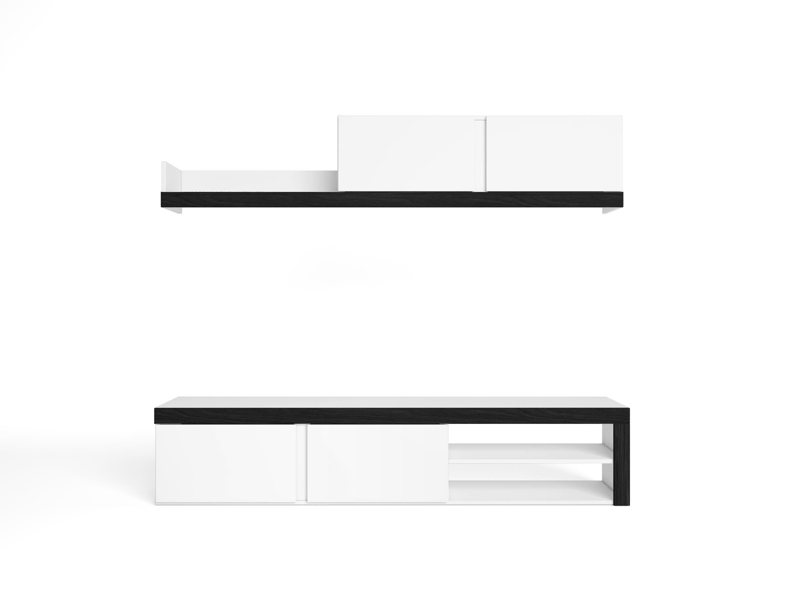 Salon Idem, 200x40x180cm, Ensemble De Meubles, Blanc Et Noir