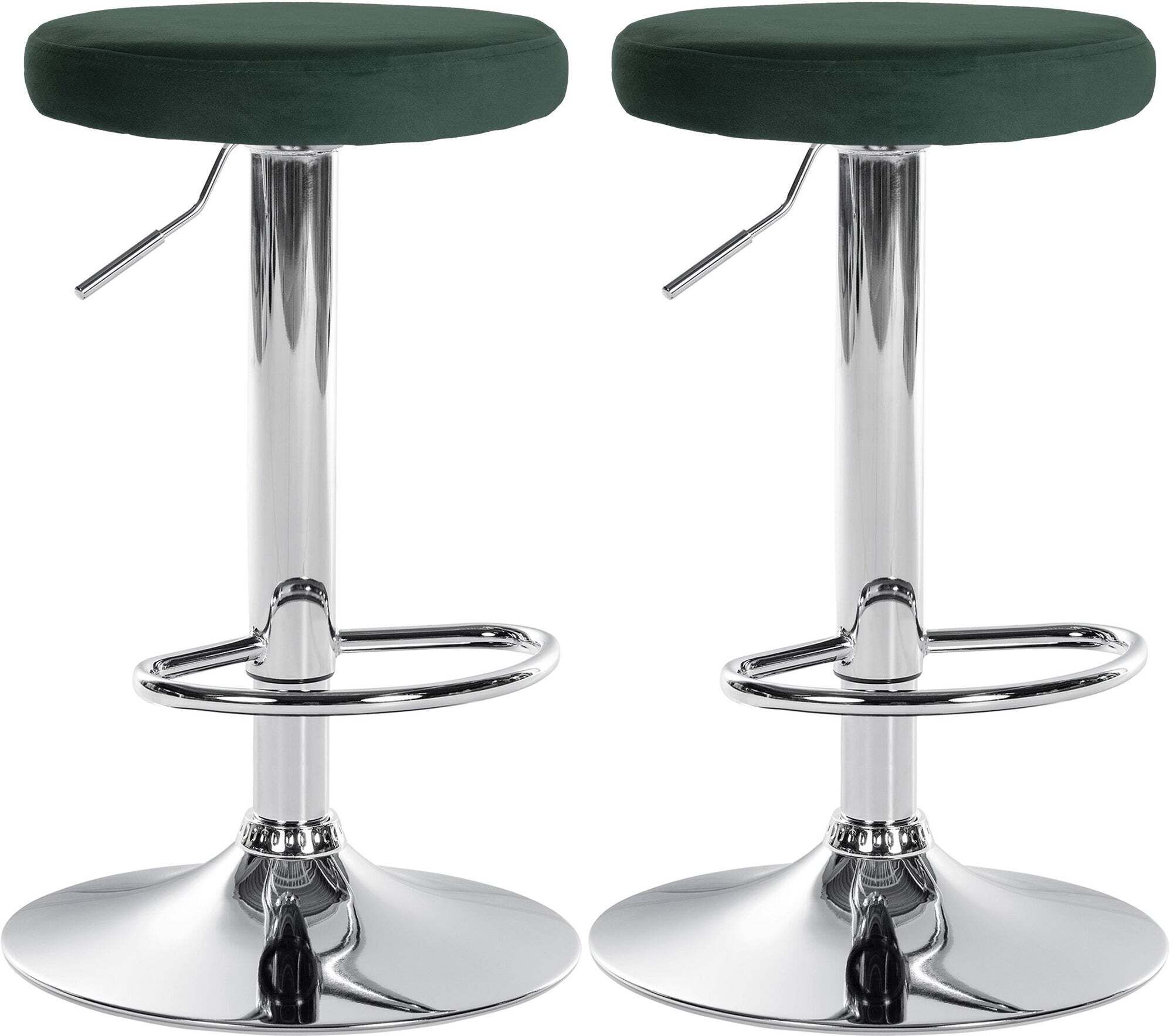 Lot De 2 Tabourets De Bar Avec Assise En Tissu Velours Vert Et Cadre Tdb10716