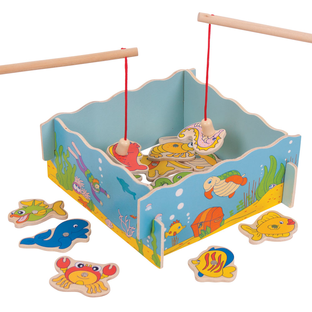 Bigjigs Toys, Jeu De Pêche Magnétique En Bois, Adapté Aux ges Dès 3 Ans