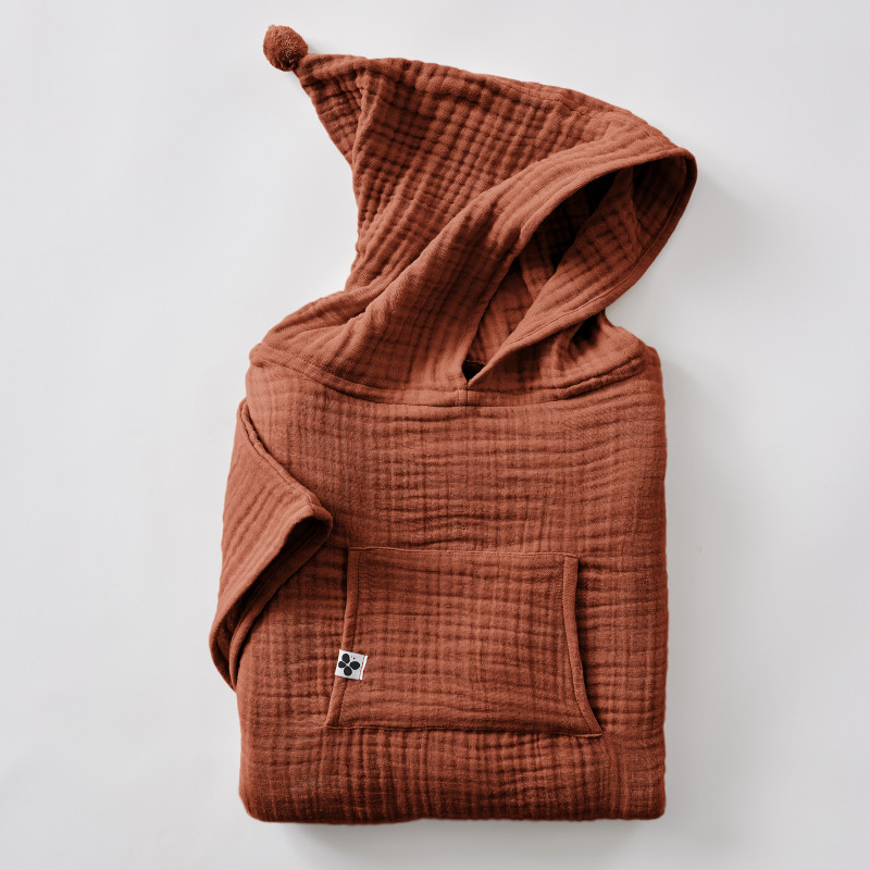 Poncho Enfant Mixte Gaze De Coton Unie Gaïa L'Effet Papillon - Gaia Terracotta - - Gaia Terracotta - 6 À 10 Ans
