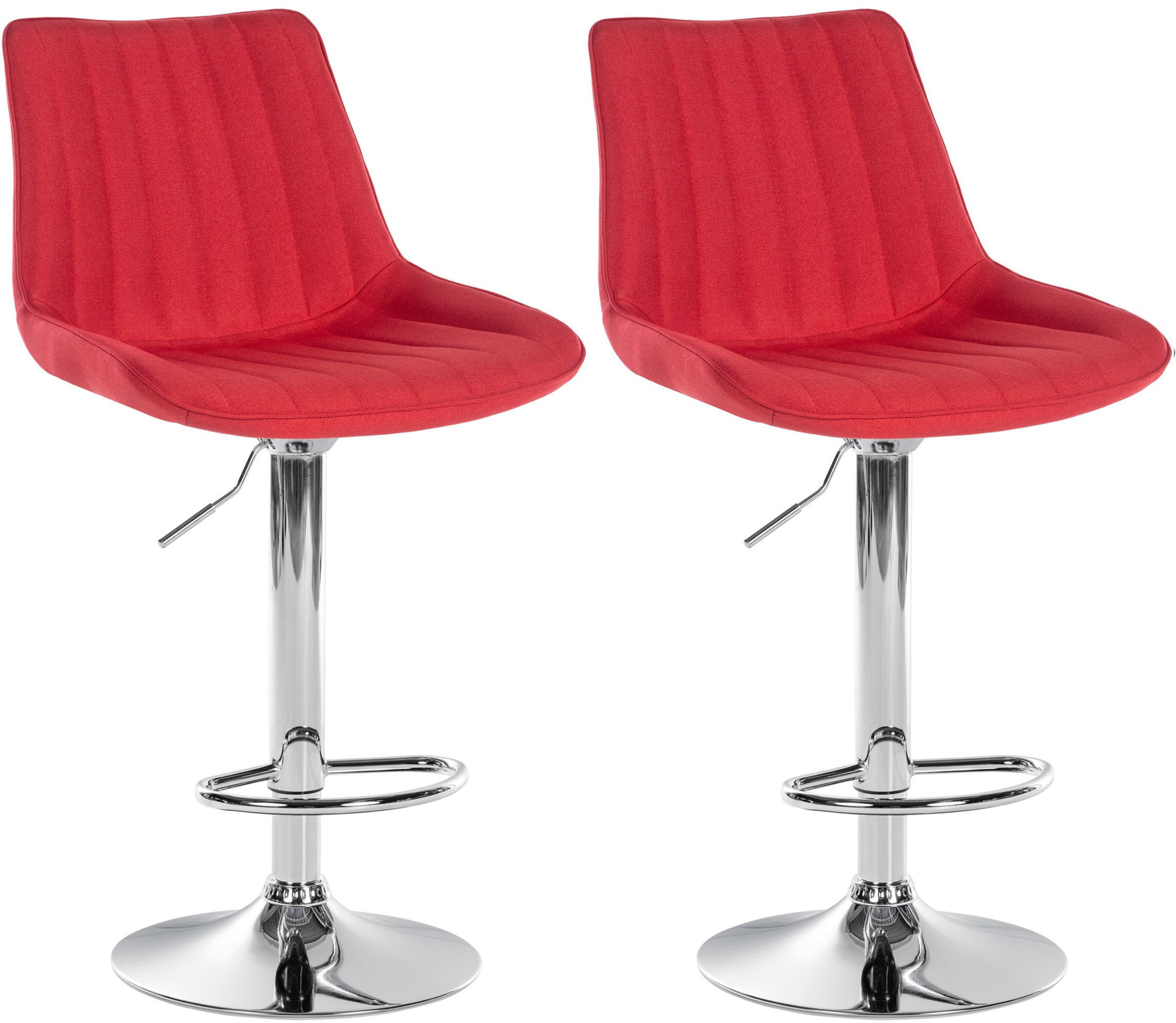Lot De 2 Tabourets De Bar Toni Tissu Chrome Rouge