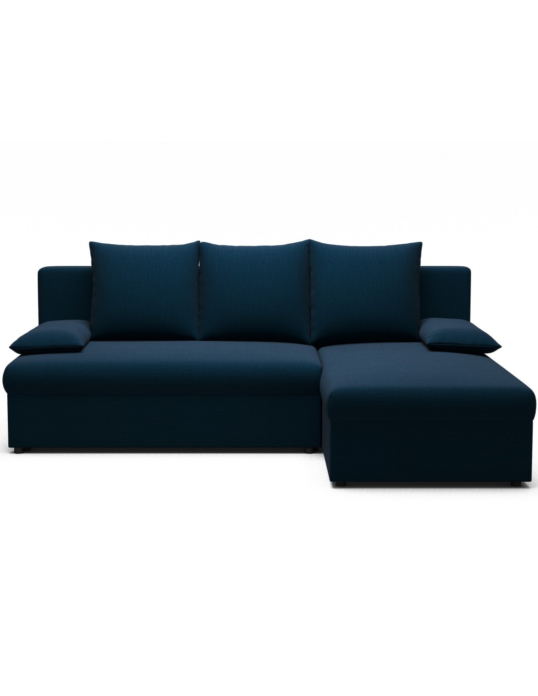 Canapé D'Angle Bleu Nuit 3 Places Compact Avec Coffre 206x90x146cm Gina