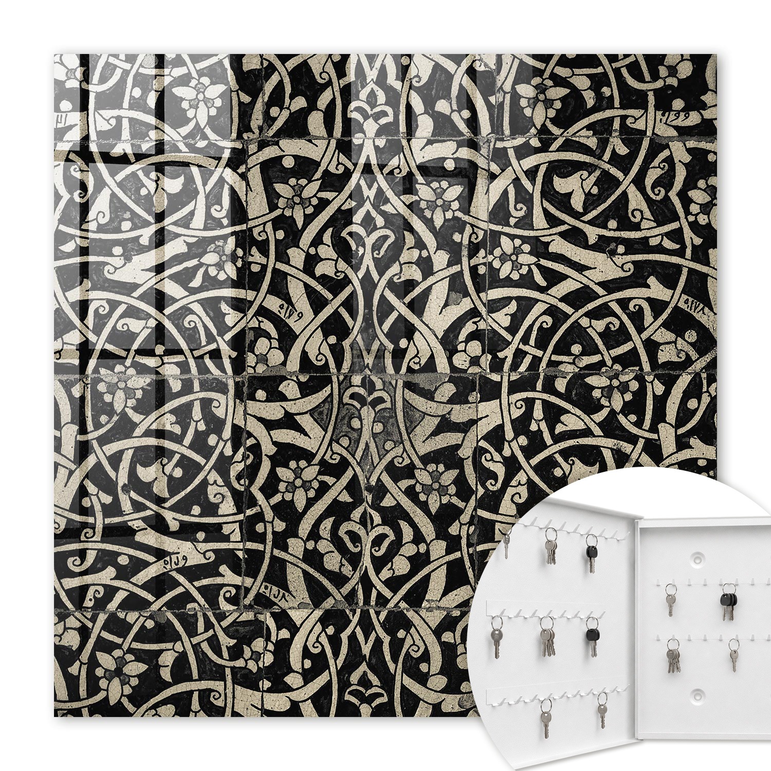 Armoire À Clés - (30 Cm X 30 Cm) - Boîte À Clés Murale - Coffret De Rangement Pour Clés - Couleur Blanche - Ouverture Vers La Gauche - Pour Maison Et Bureau - Élégance Décorative