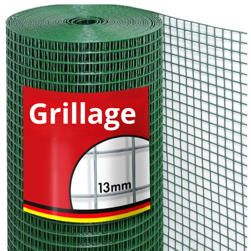 Grillage Rouleau Soudé 100 Cm X 10 M Pour Volières Et Enclos Petits Animaux, Vert, Maillage: 13 Mm