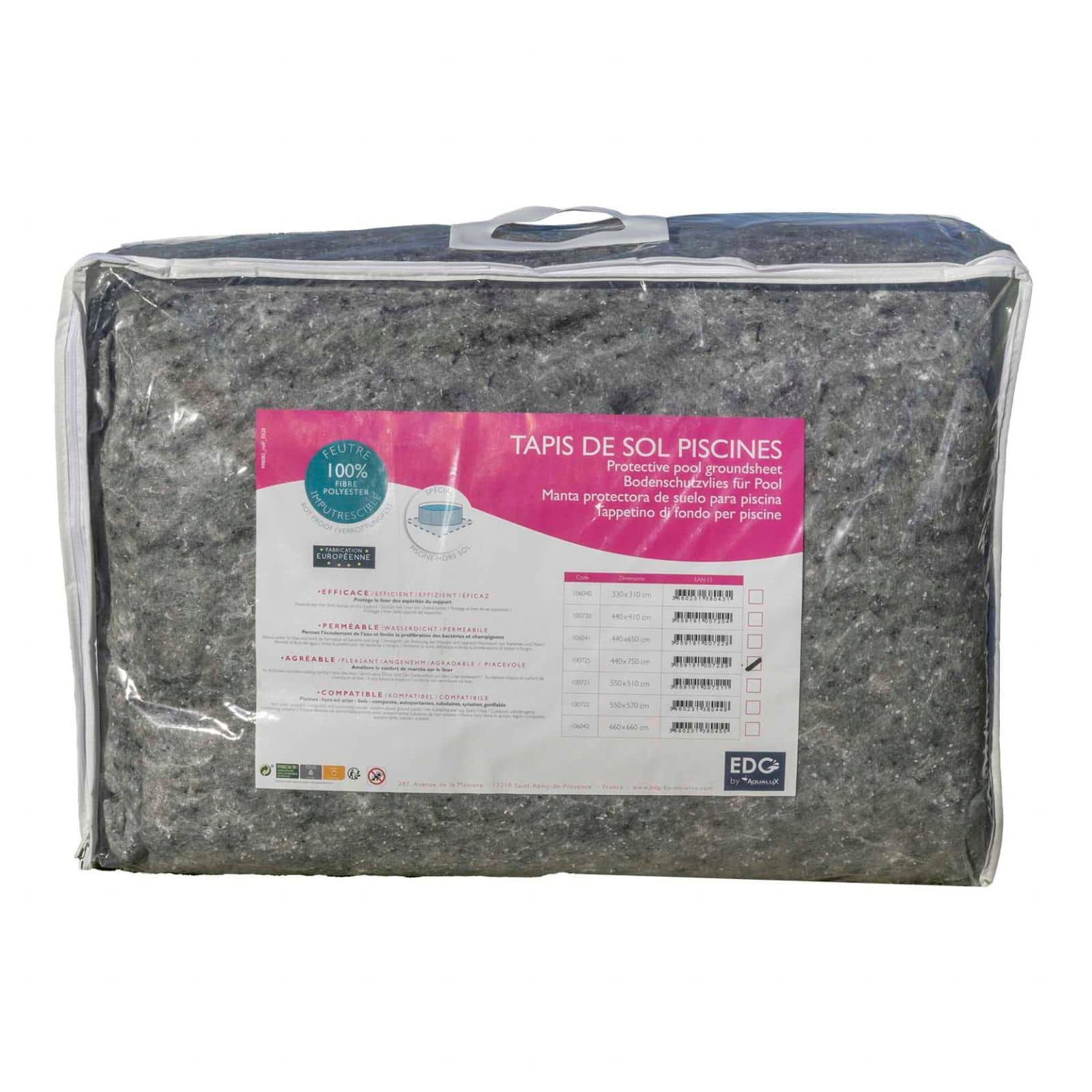 Tapis De Sol Piscine Edg 660 X 660 Cm 110 G/m² Gris Tissu