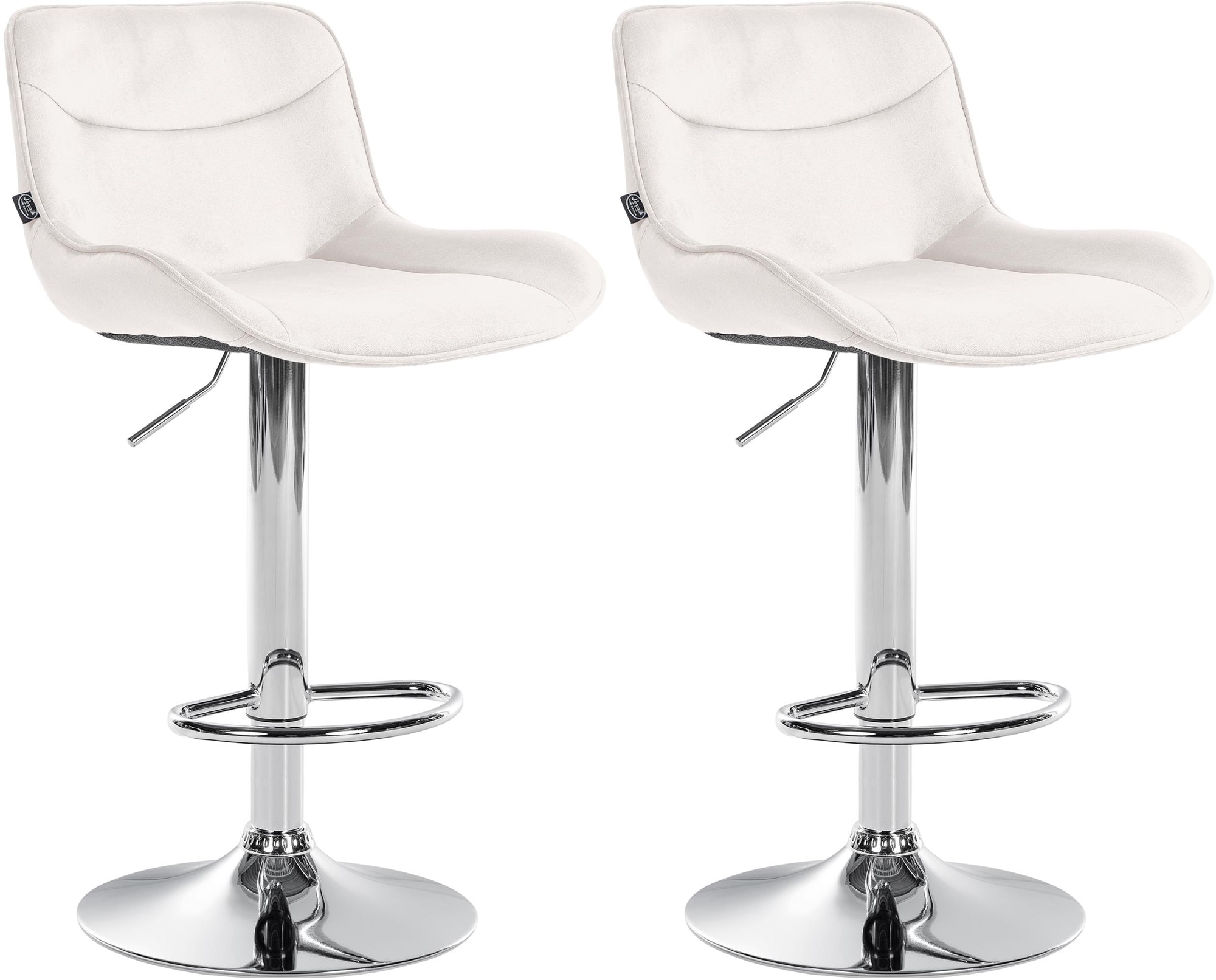 Lot De 2 Tabourets De Bar Vonore Velours Chrome Crème