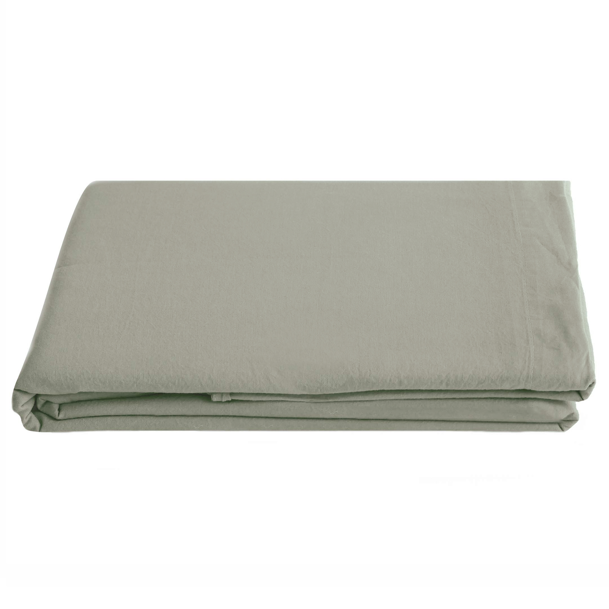 Drap Plat Palace Pur Coton Lavé 270x290 Cm Uni Vert Laurier