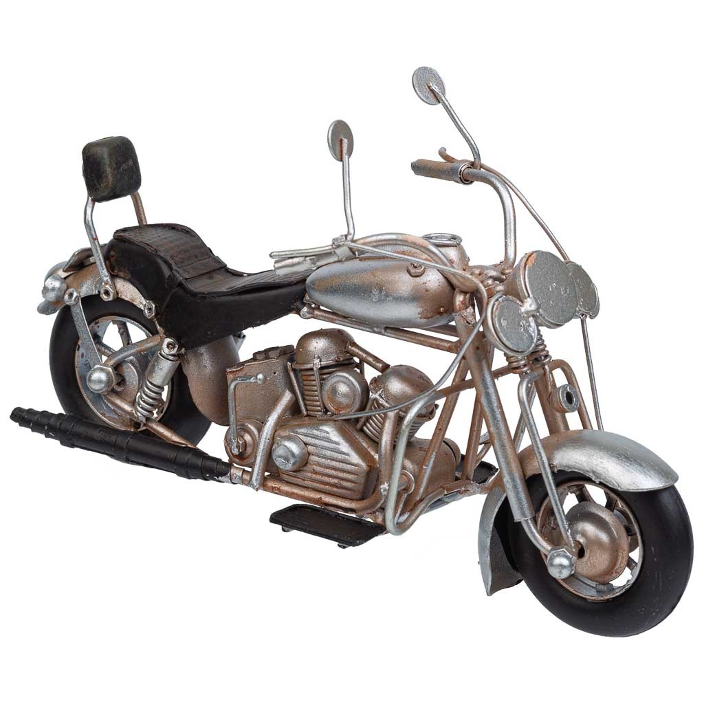 Moto En Metal Argenté 19x8.5x11h