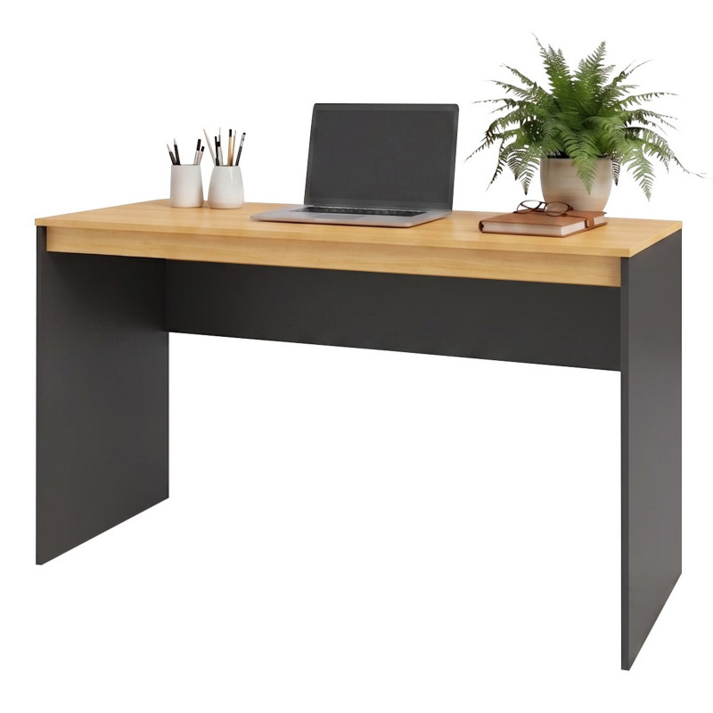Bureau Beaux Meubles Pas Chers 135 Cm 79 Cm 53,5 Cm Chêne Noir Mélaminé