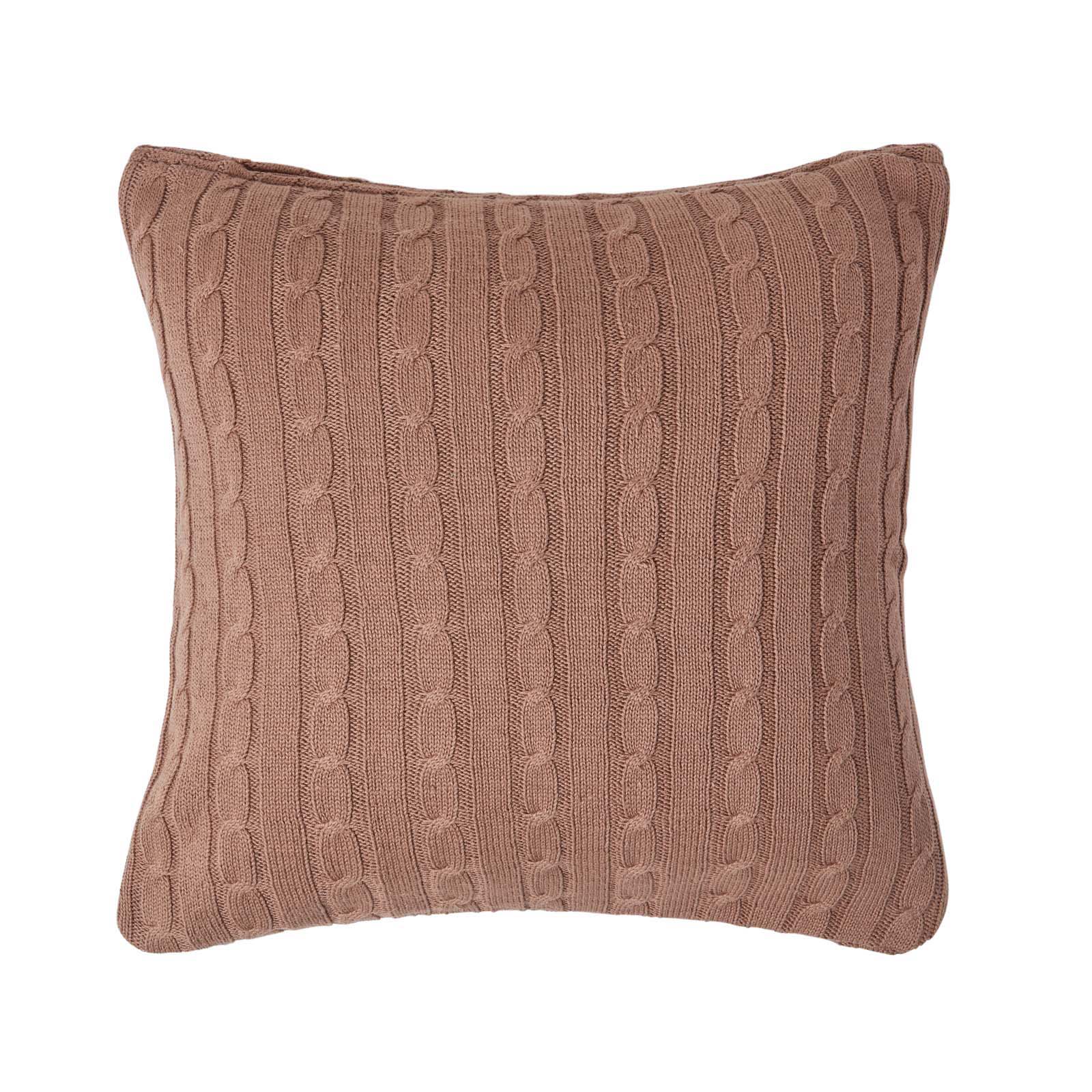 Housse De Coussin Tricot Marron, 45x45cm - Homescapes