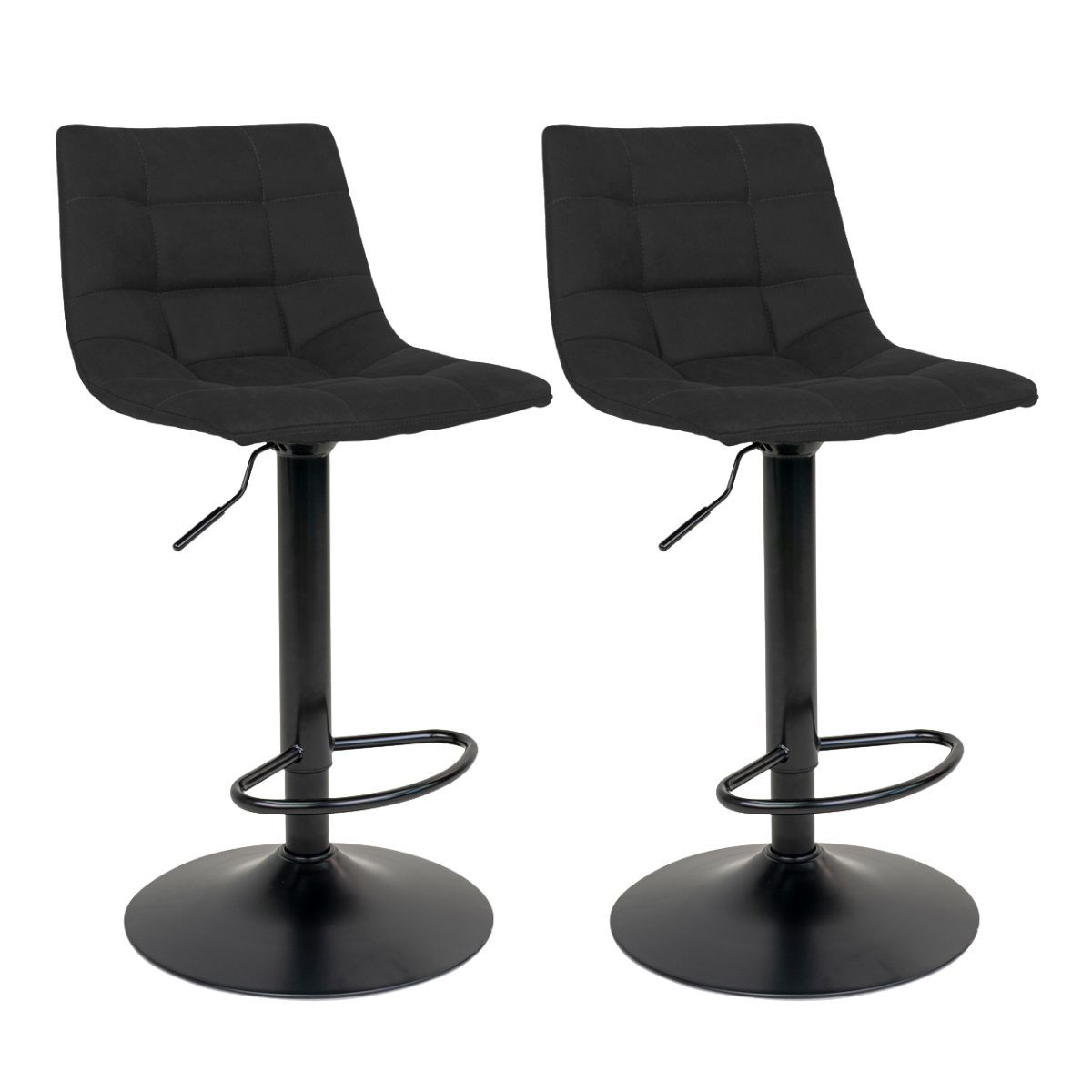 Magnus - Lot De 2 Tabourets Acier Et Tissu Noir