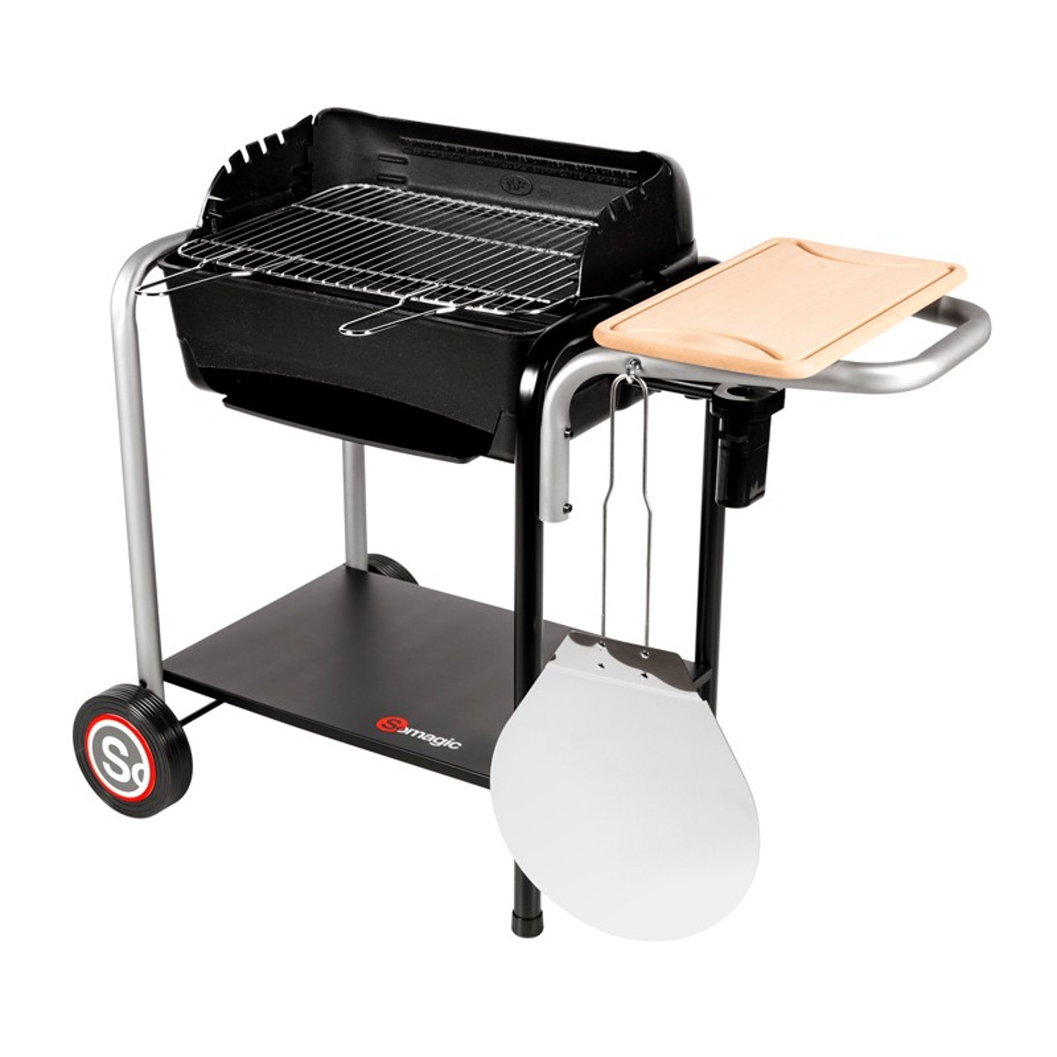 Barbecue Charbon Horizontal Somagic Fonte Noir 57.5 X 57.5 X 84.5 Cm Pied Inclus
