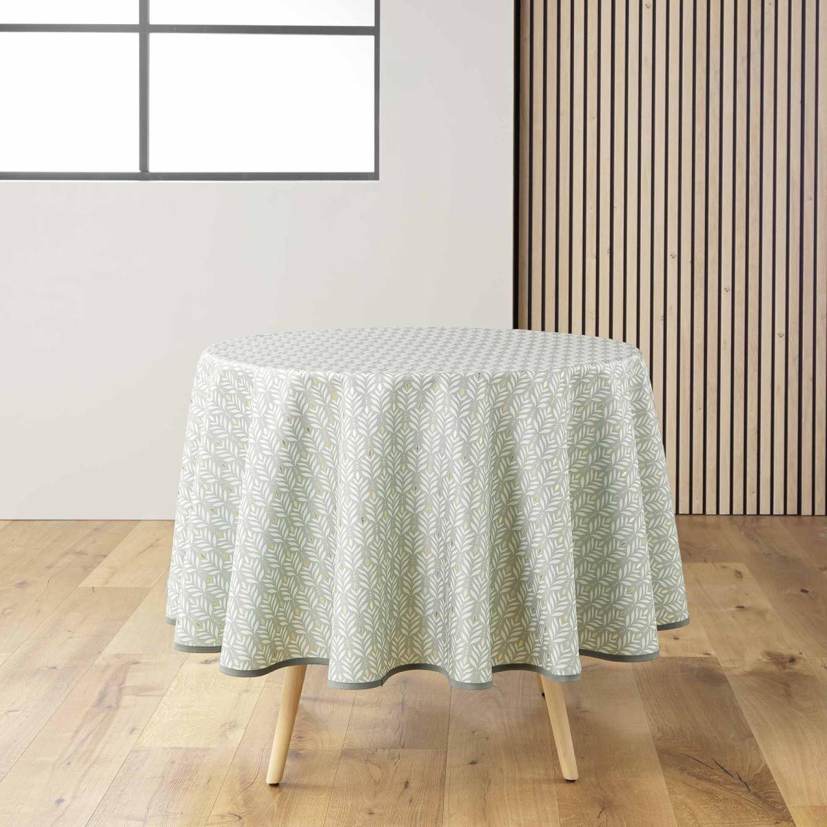 Nappe Ronde Imprimé "piana" 180cm Sauge