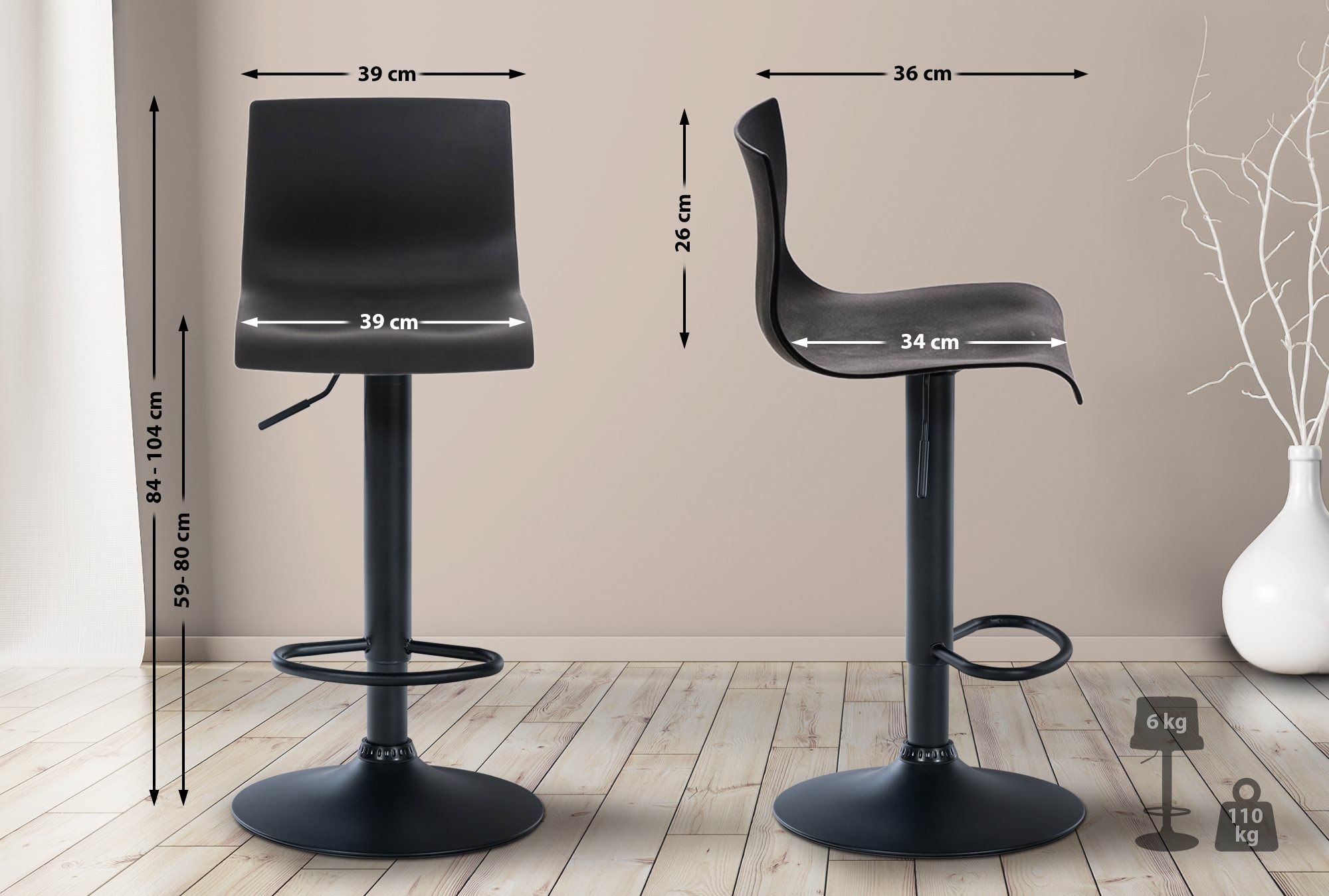 Tabouret De Bar Hoover B Noir