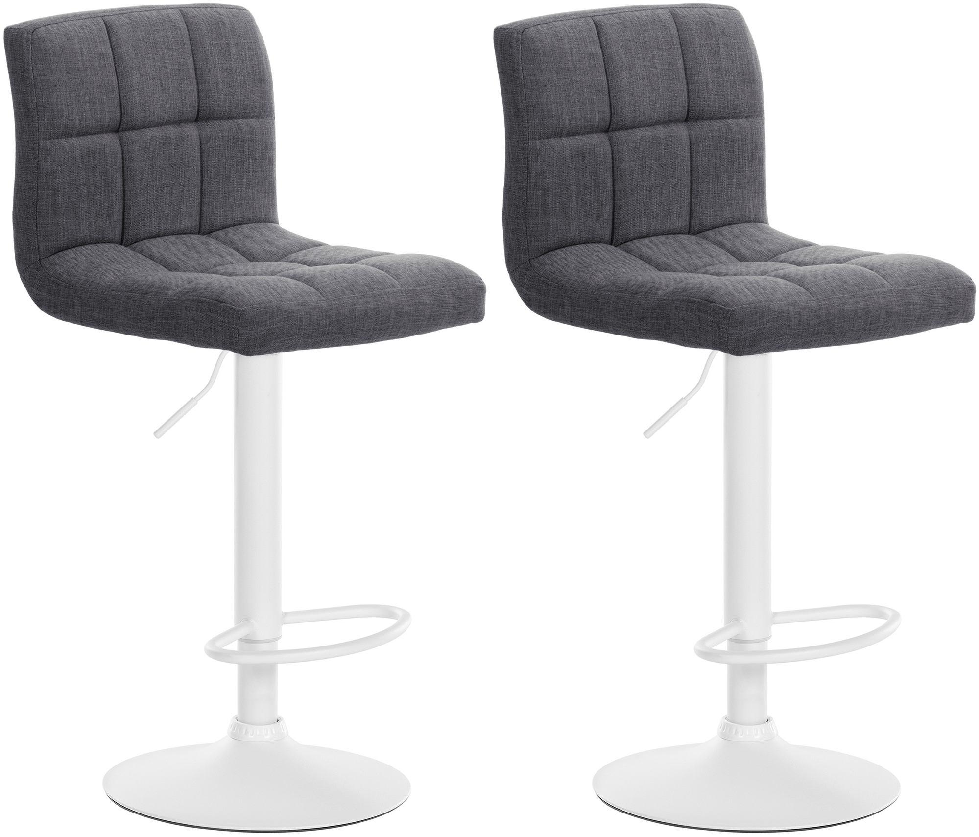 Lot De 2 Tabourets De Bar Calma Tissu Blanc Gris Clair