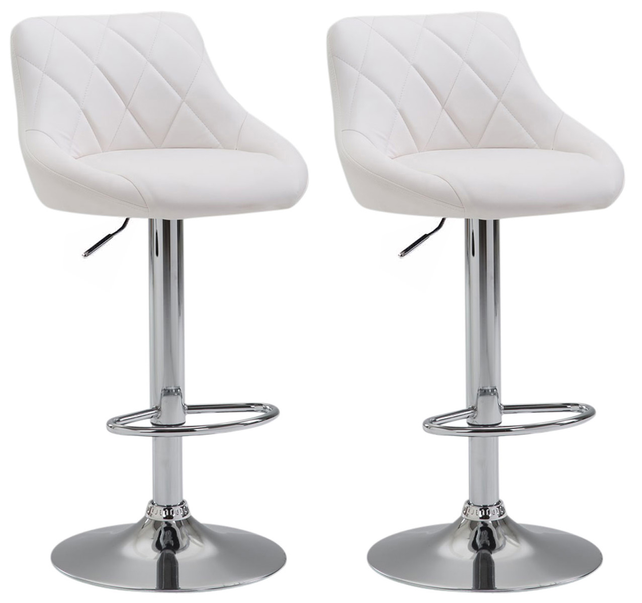 Lot De 2 Tabourets De Bar Lazio Simili Cuir C Blanc