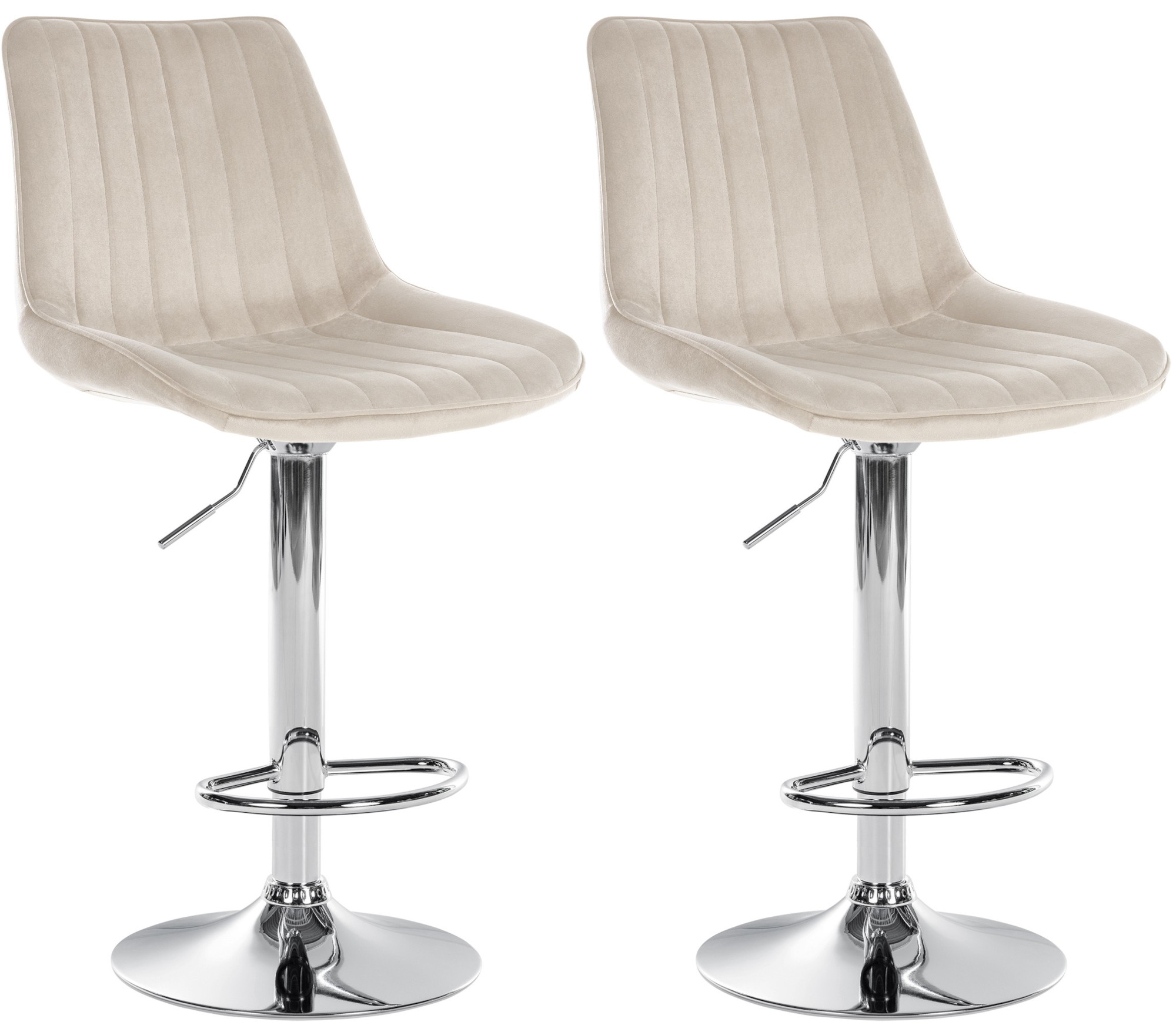 Lot De 2 Tabourets De Bar Toni Velours Chrome Crème