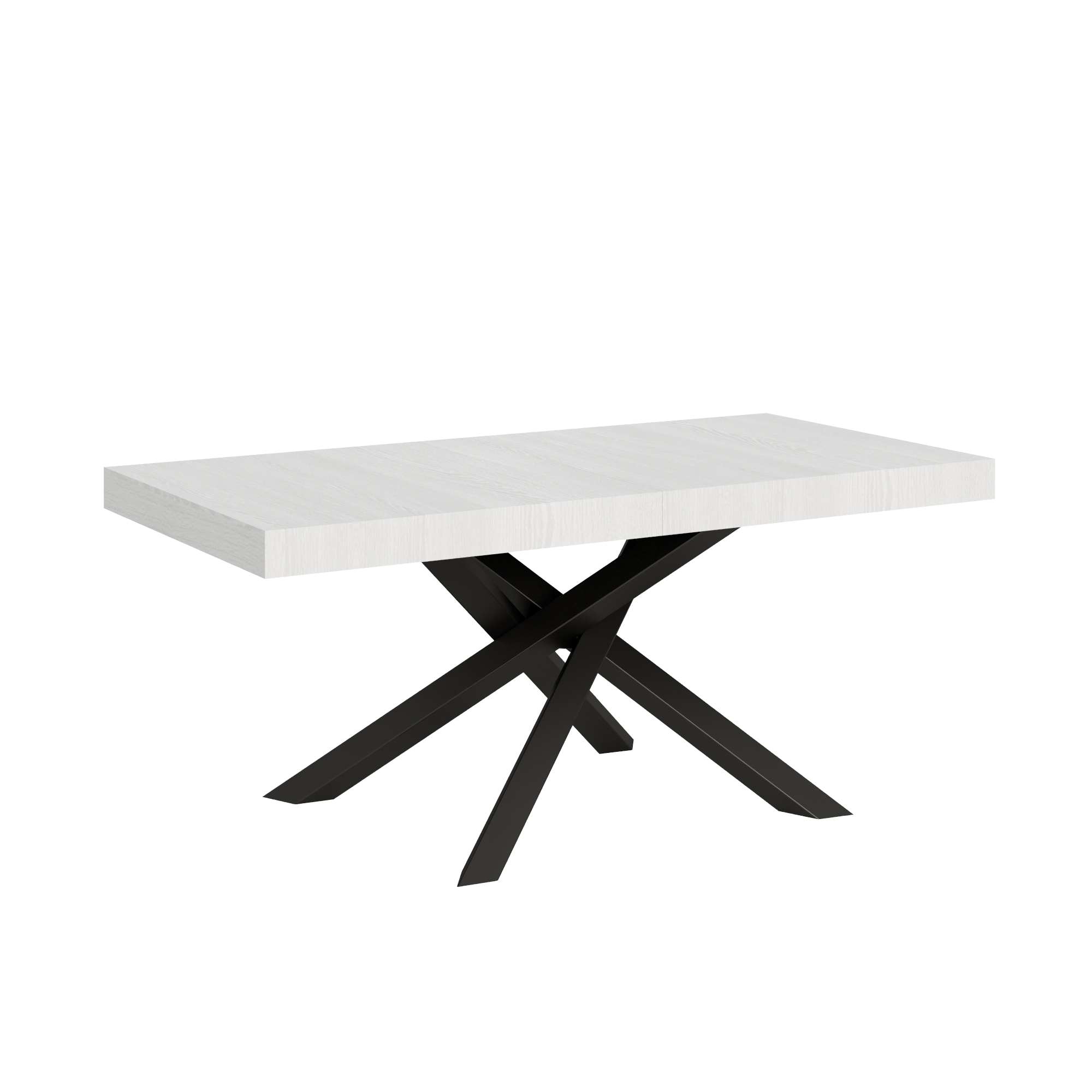 Table Extensible Volantis 200/304x90 Cm Frêne Blanc Avec Pieds Anthracite