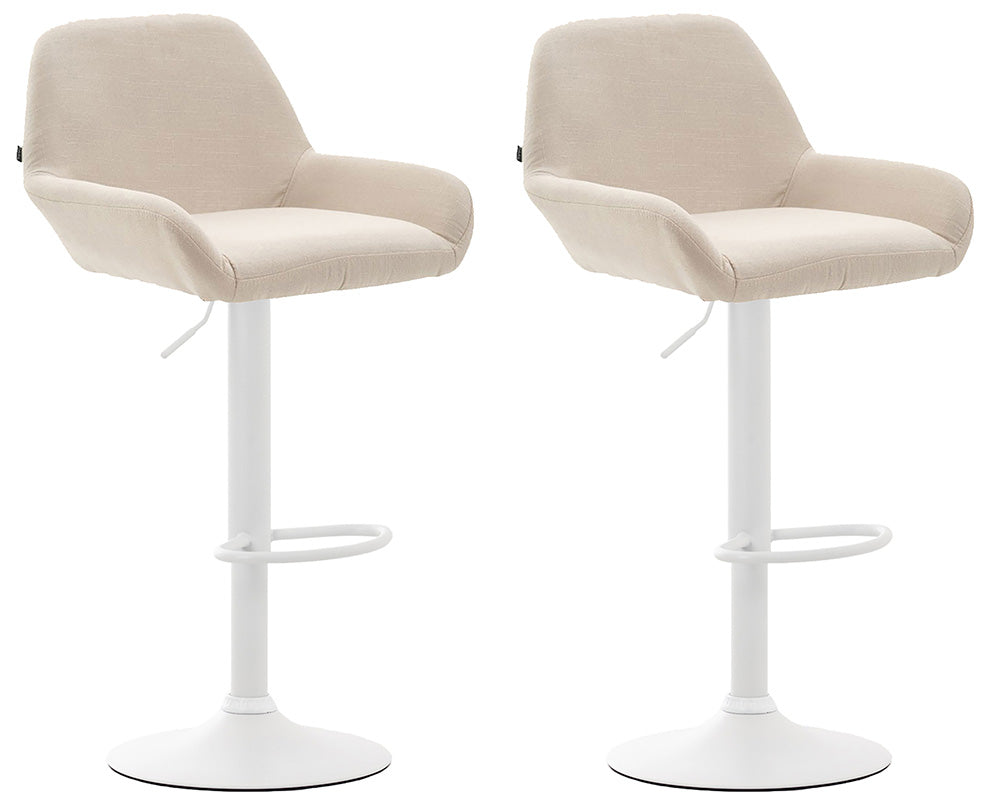 Lot De 2 Tabourets De Bar Repose-pieds En Forme D'arc En Métal Blanc Assise 10_0004044