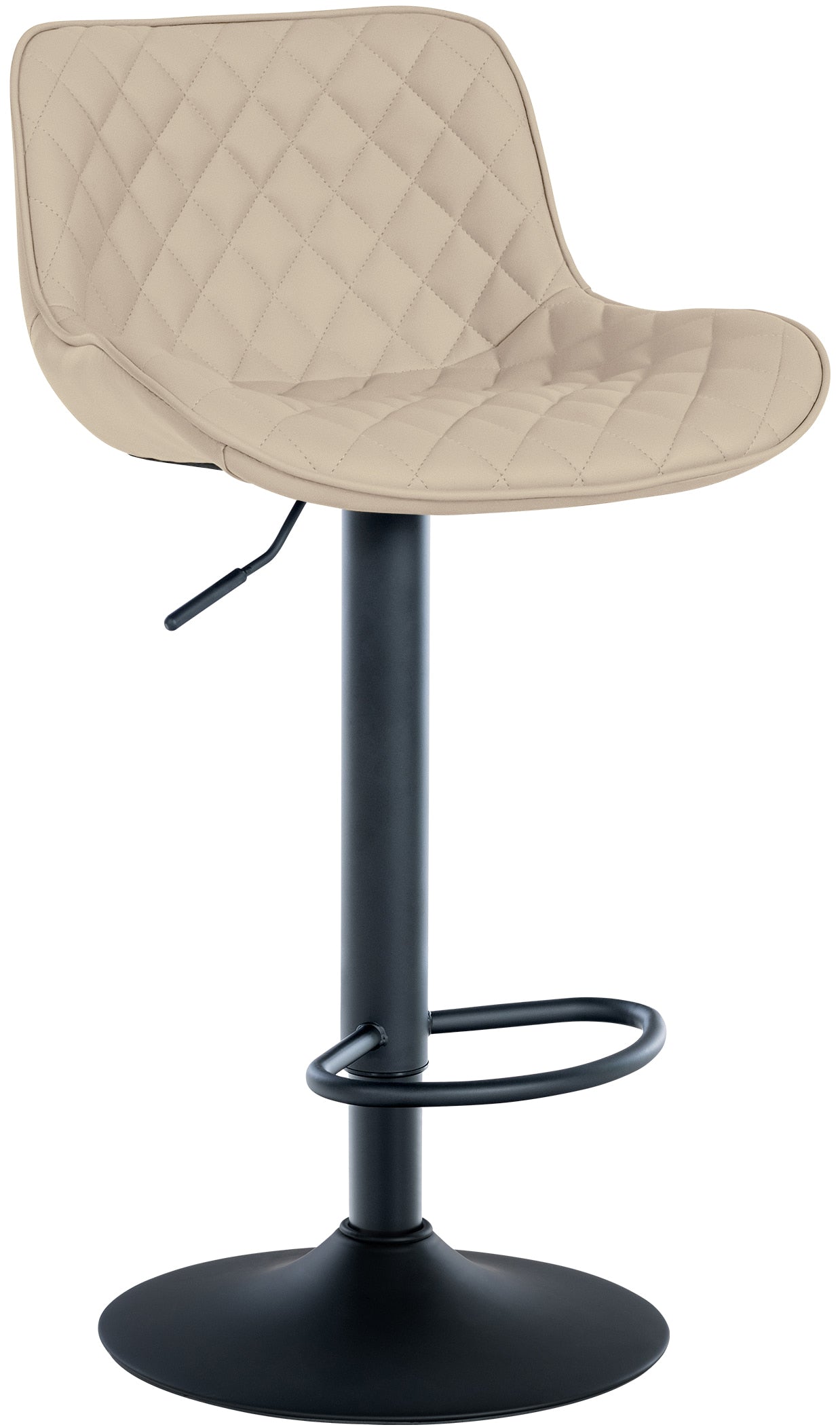 Tabouret De Bar X1 Assise Avec Coutures Décoratives Losange En Pvc Crème Et Pieds 10_0005225