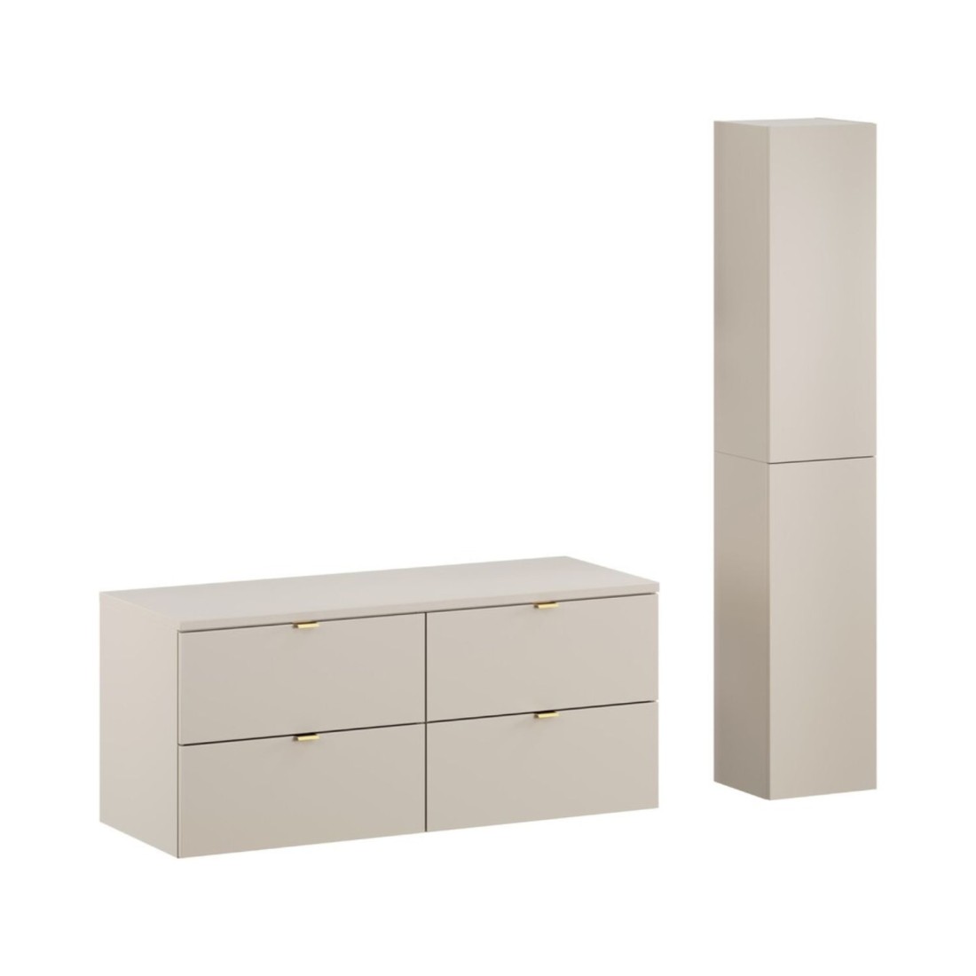 Ensemble De Salle De Bain Bella: Meubles Sous Vasque 120cm + Plan Pour Vasque + Colonne De Rangement