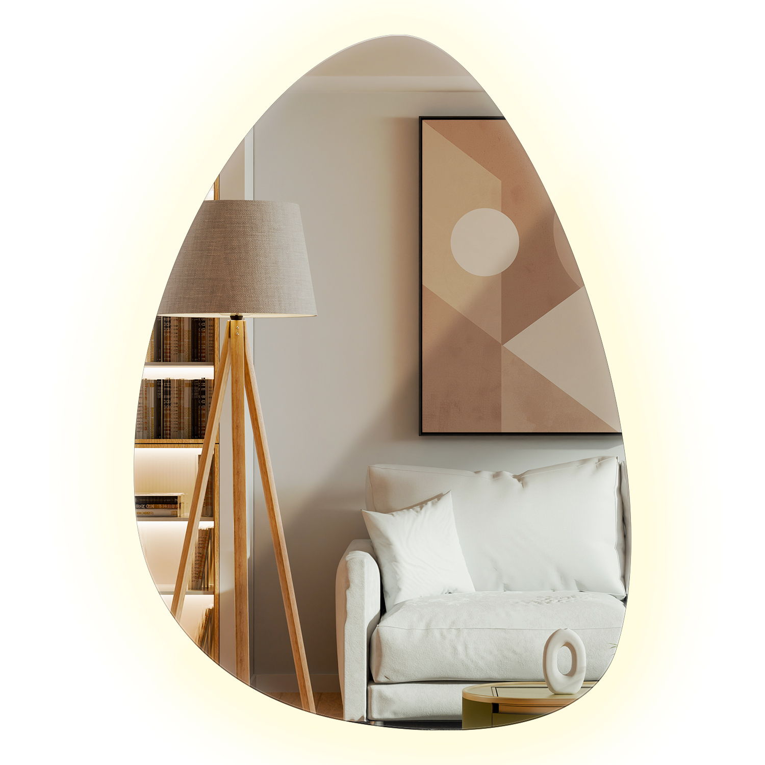 Miroir Mural Organique Led Japandi Contemporain 57x80 Cm - Neutre