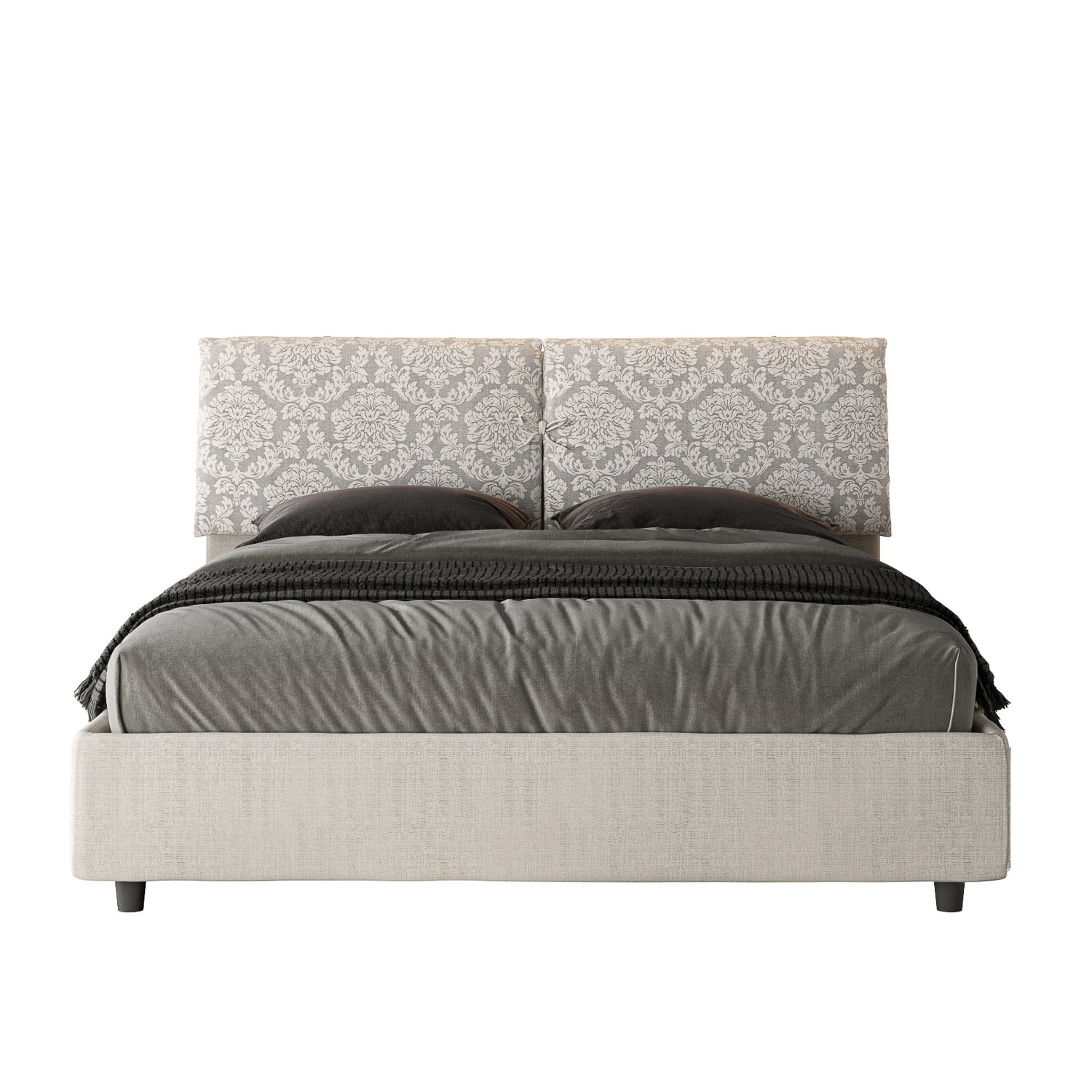 Lit Sans Sommier Rembourré 160x190 Tissu Agata 1 Blanc Mados