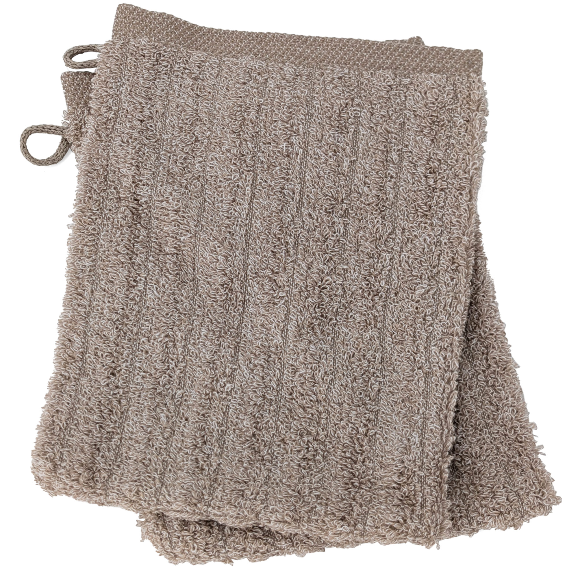 Lot De 2 Gants De Toilette Uni Coton 16x21 Cm Spectre Marron