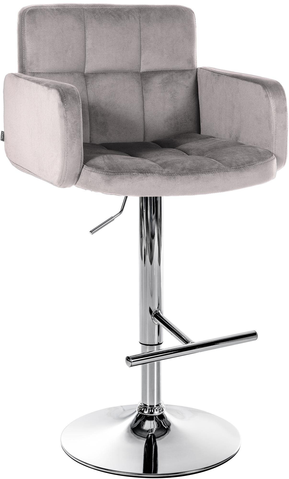 Tabouret De Bar Los Angeles Velours Chrome Gris