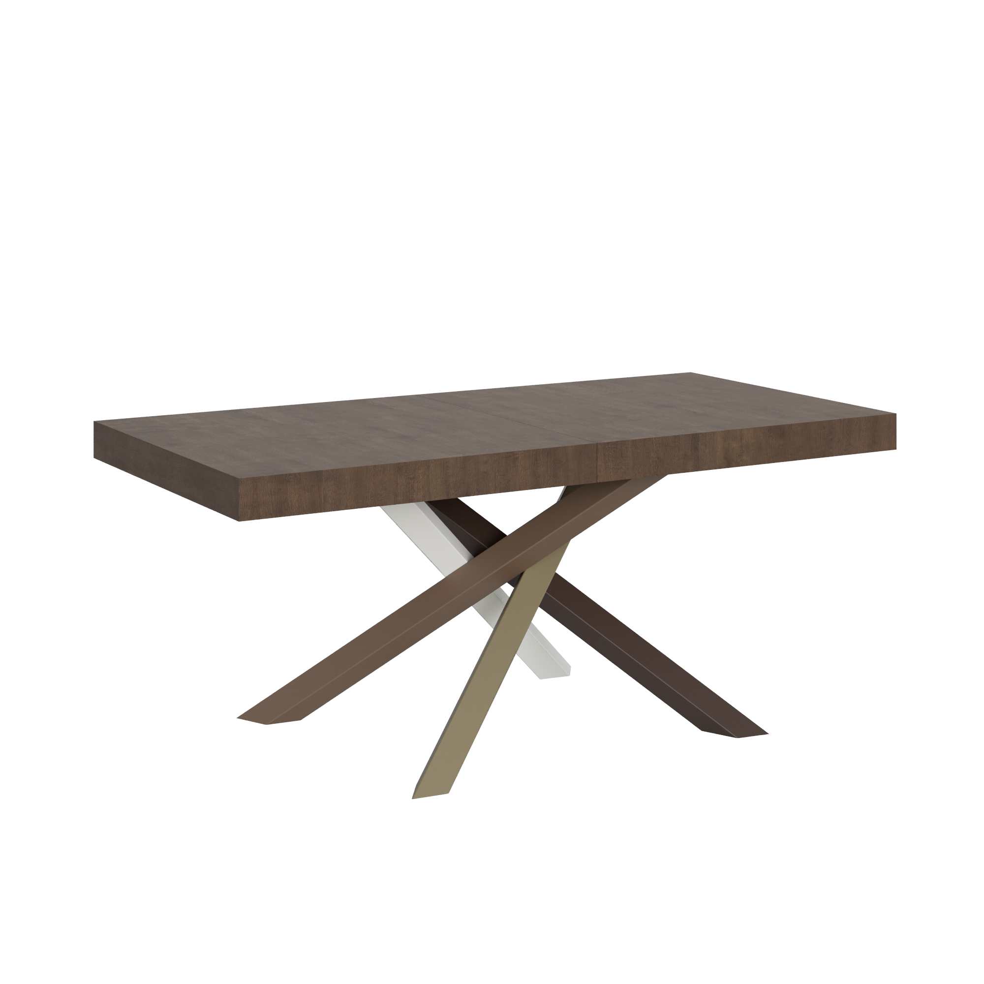 Table Extensible 200/460x90 Cm Volantis Noyer Pieds Multicolores 4/c