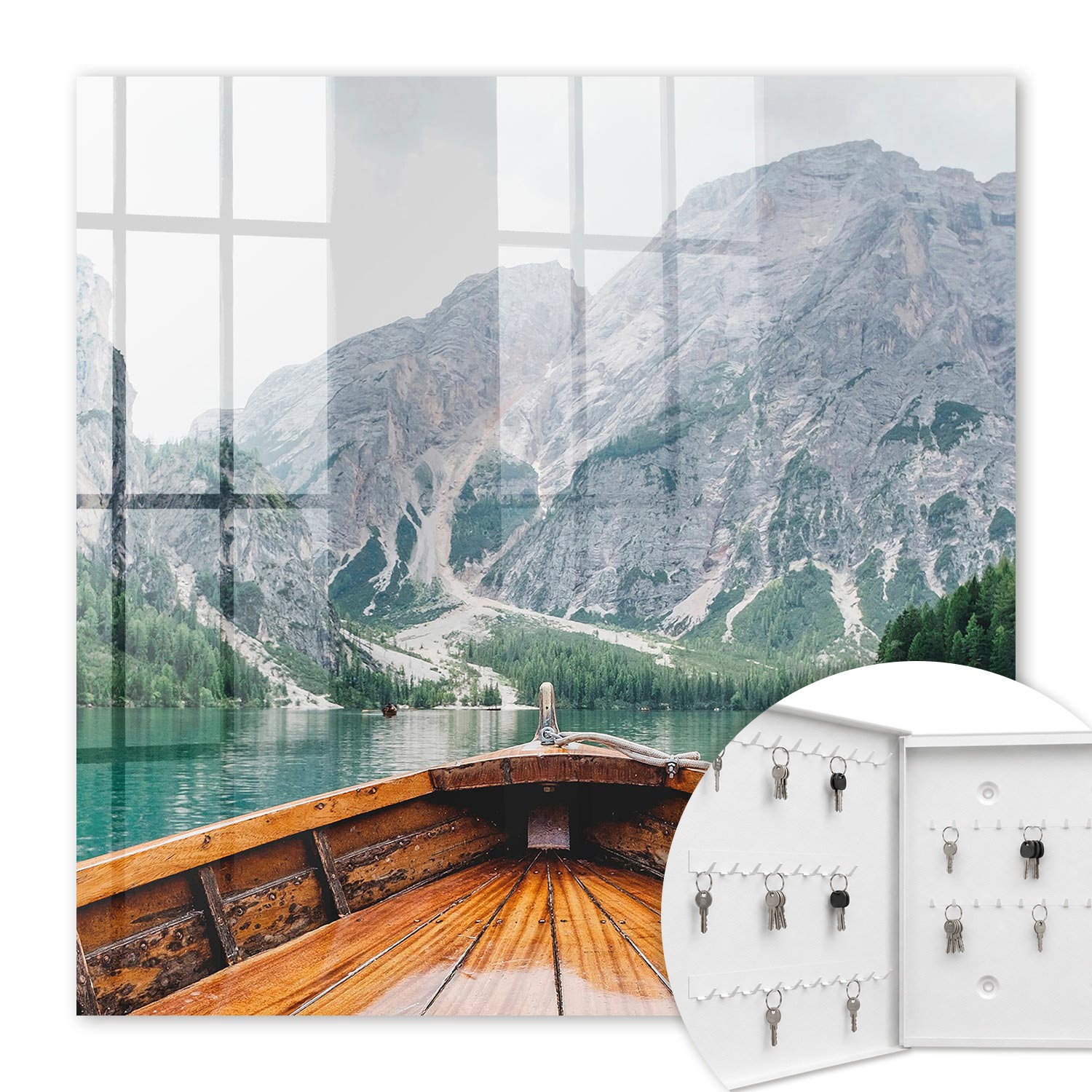 Armoire À Clés - (30 Cm X 30 Cm) - Boîte À Clés Murale - Coffret De Rangement Pour Clés - Couleur Blanche - Ouverture Vers La Gauche - Pour Maison Et Bureau - Voile En Montagne