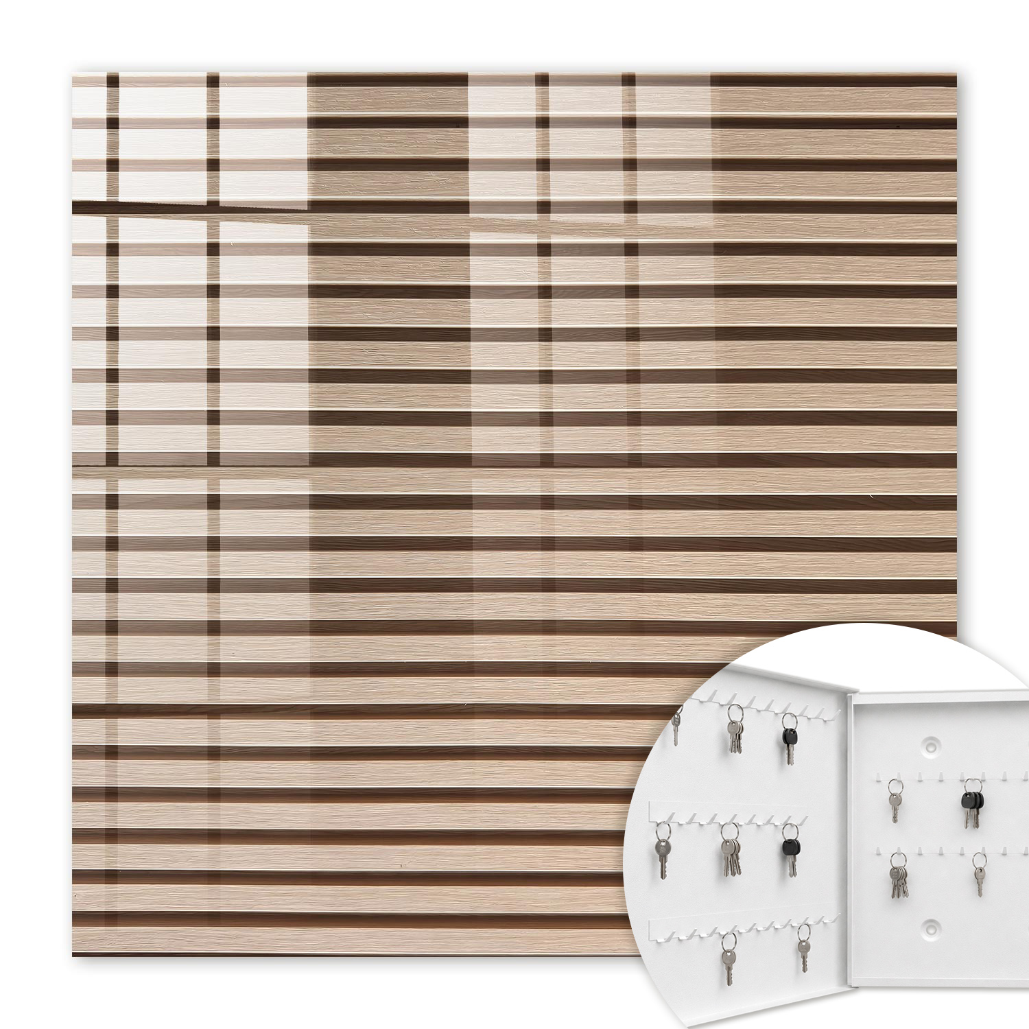 Armoire À Clés - (30 Cm X 30 Cm) - Boîte À Clés Murale - Coffret De Rangement Pour Clés - Couleur Blanche - Ouverture Vers La Gauche - Pour Maison Et Bureau - Lignes Chaudes