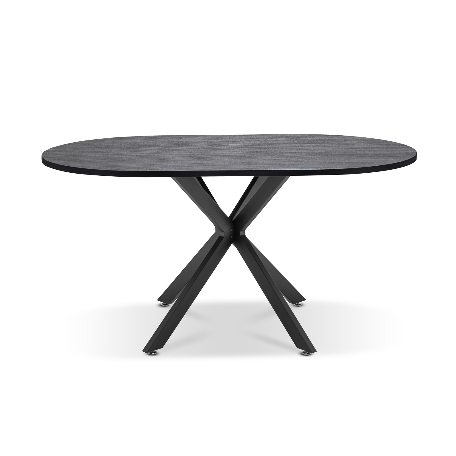 Marui Big - Table À Manger Ovale En Bois Et Métal Avec Pied Central Kiso 180x100 Cm - Bois Noir