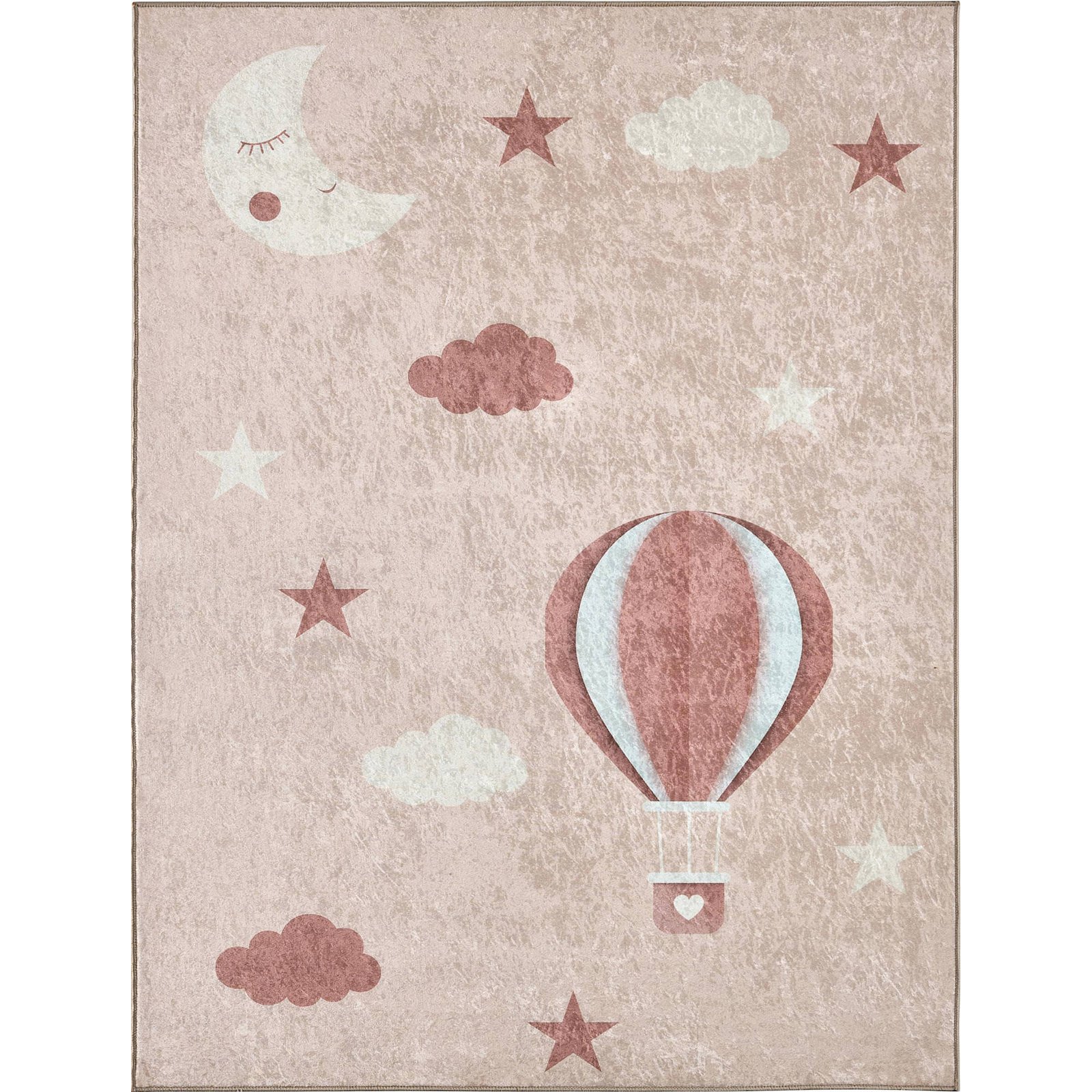 Tapis Intérieur Beige Antidérapant Lavable Motif Alphabet - 80 X 150 Cm