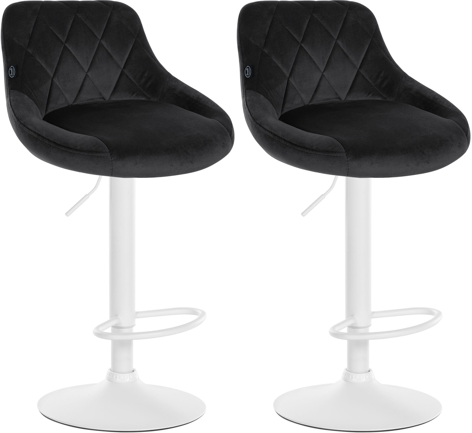 Lot De 2 Tabourets De Bar Lazio Velours Blanc Noir