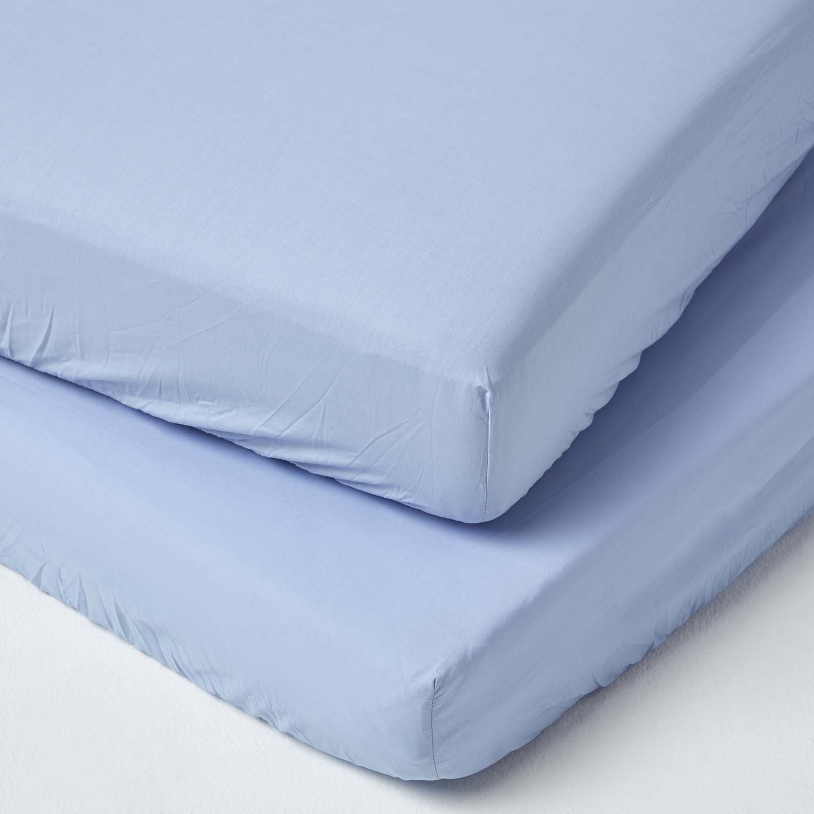 Lot De 2 Drap-housse Bébé 60x120cm Bleu Coton Égyptien 200tc Homescapes
