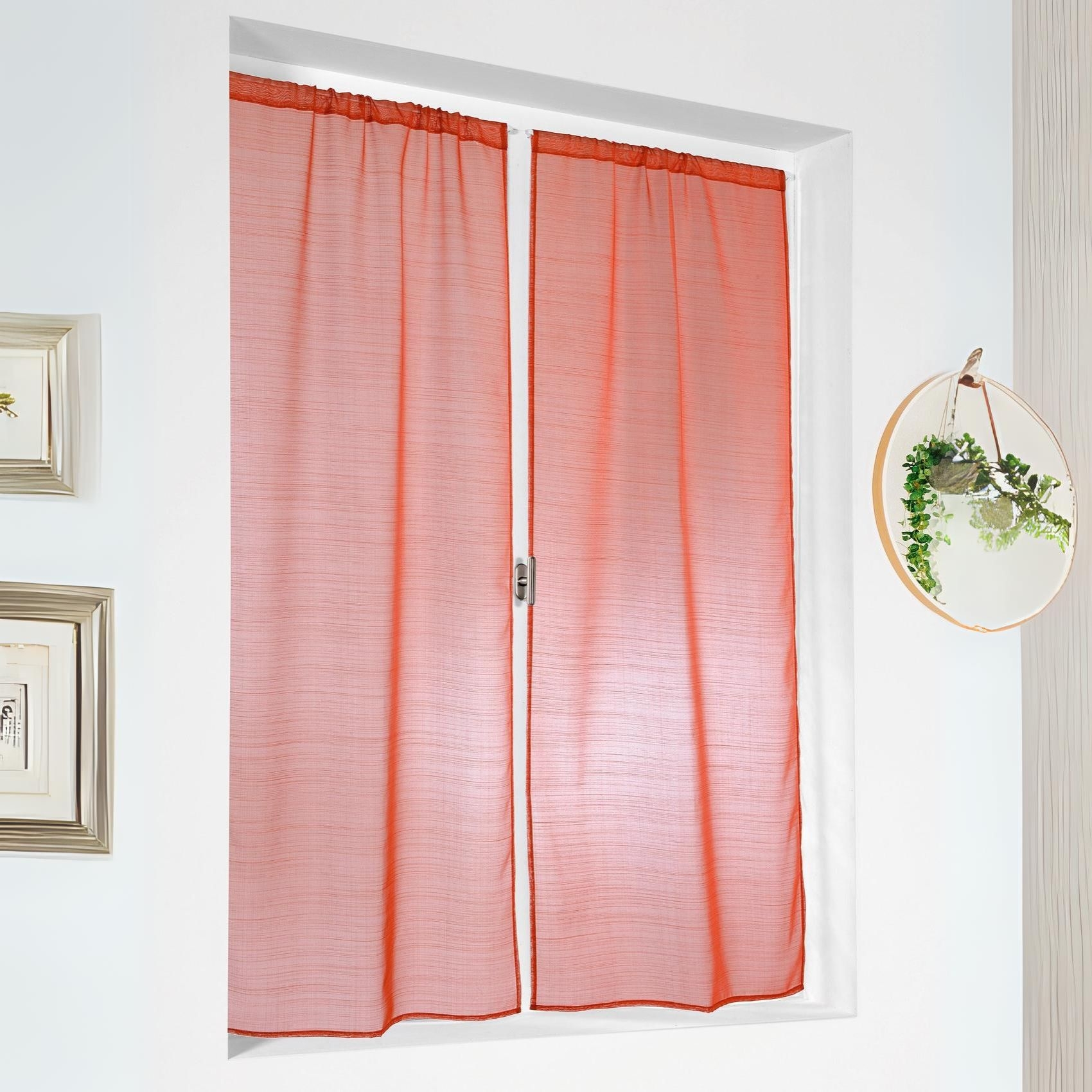 Voilages Droits Linder Essentiel 60 X 140 Cm Rouge 100% Polyester